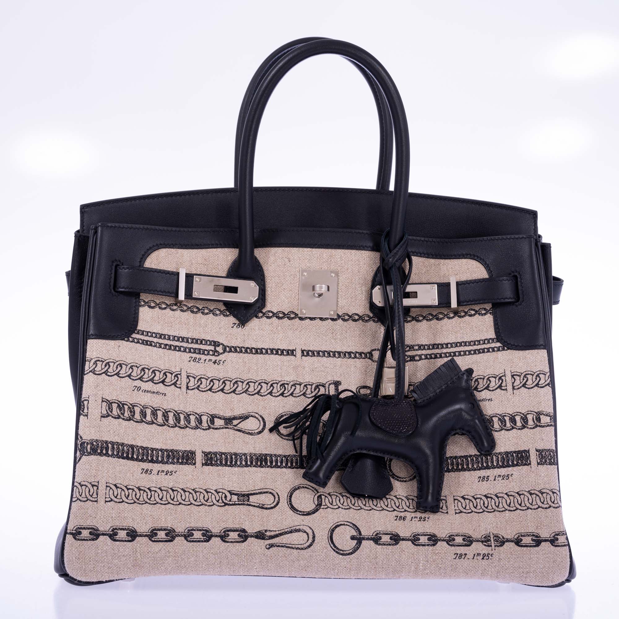 Hermès Birkin 35 De Camp Dechainee Toile And Black Veau Swift Palladium Hardware、mySite、garminoutage.com