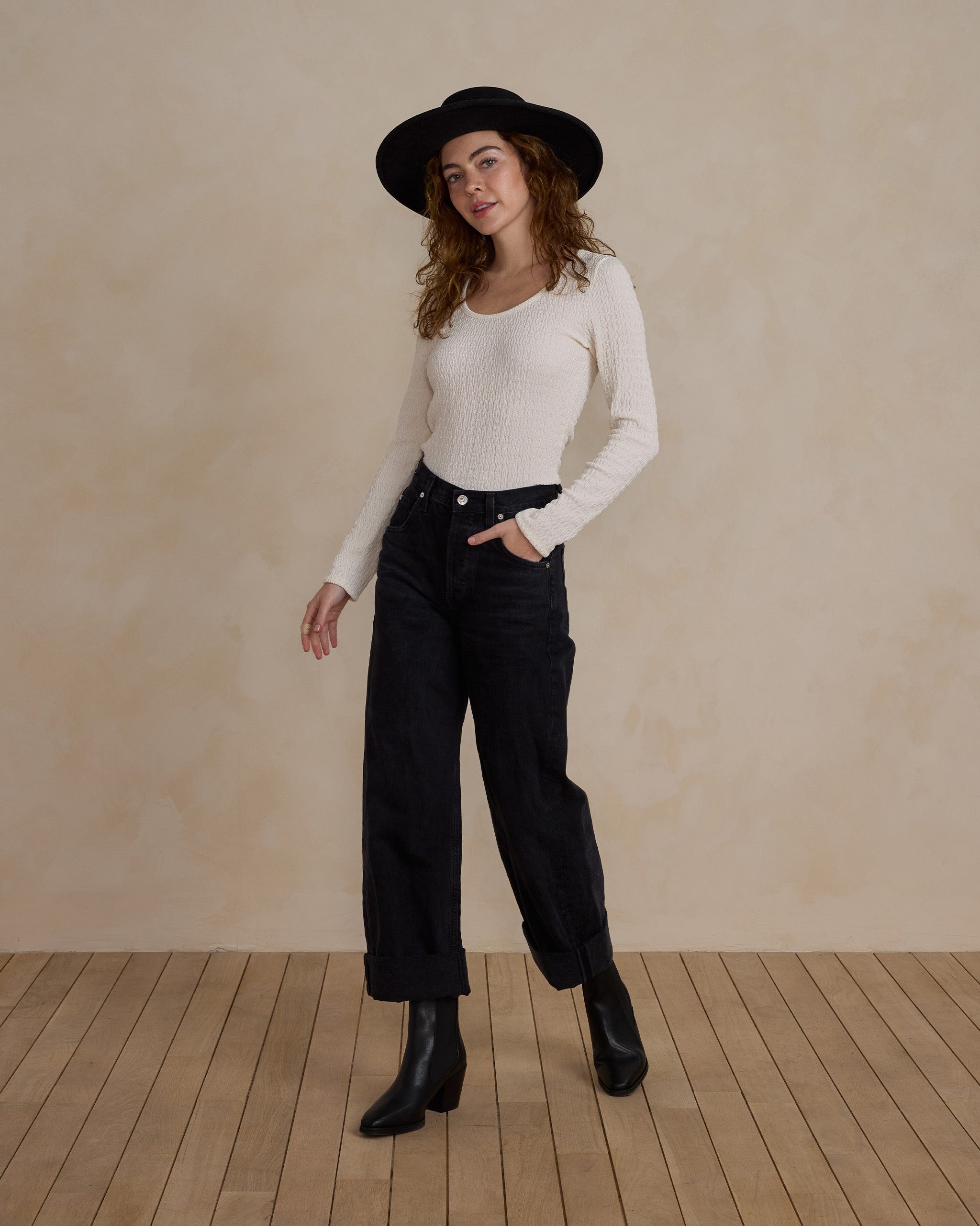  Textured Long Sleeve Tee | Ivory、mySite、layawaytickets