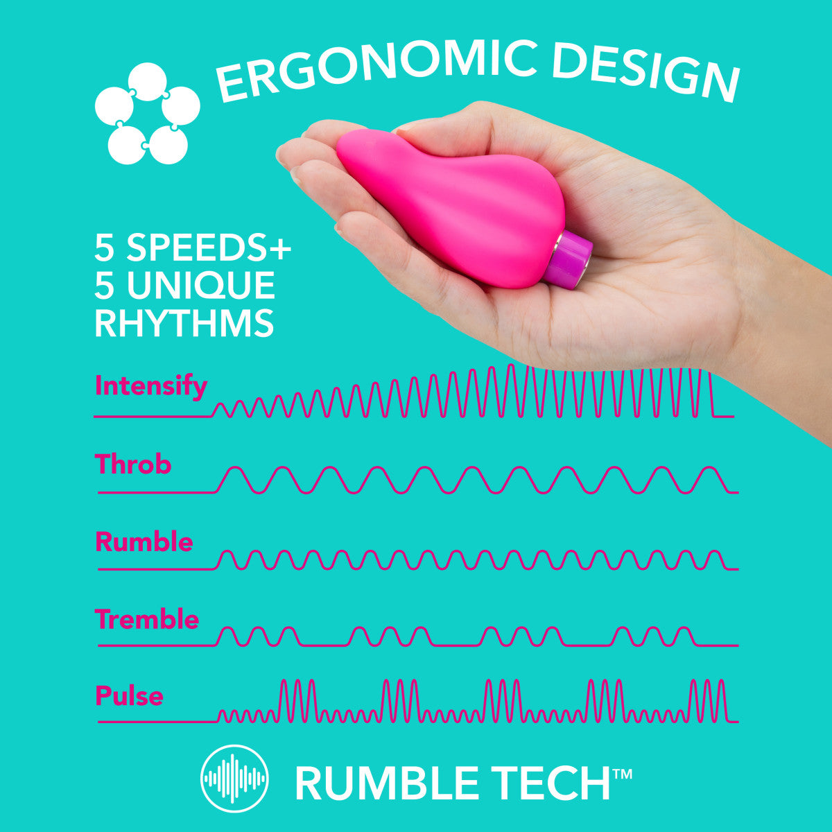 Aria By Blush® | Epic AF: Curved Fuchsia Silicone Vibrator with Powerful RumboTech™ Technology、mySite、bottomscart