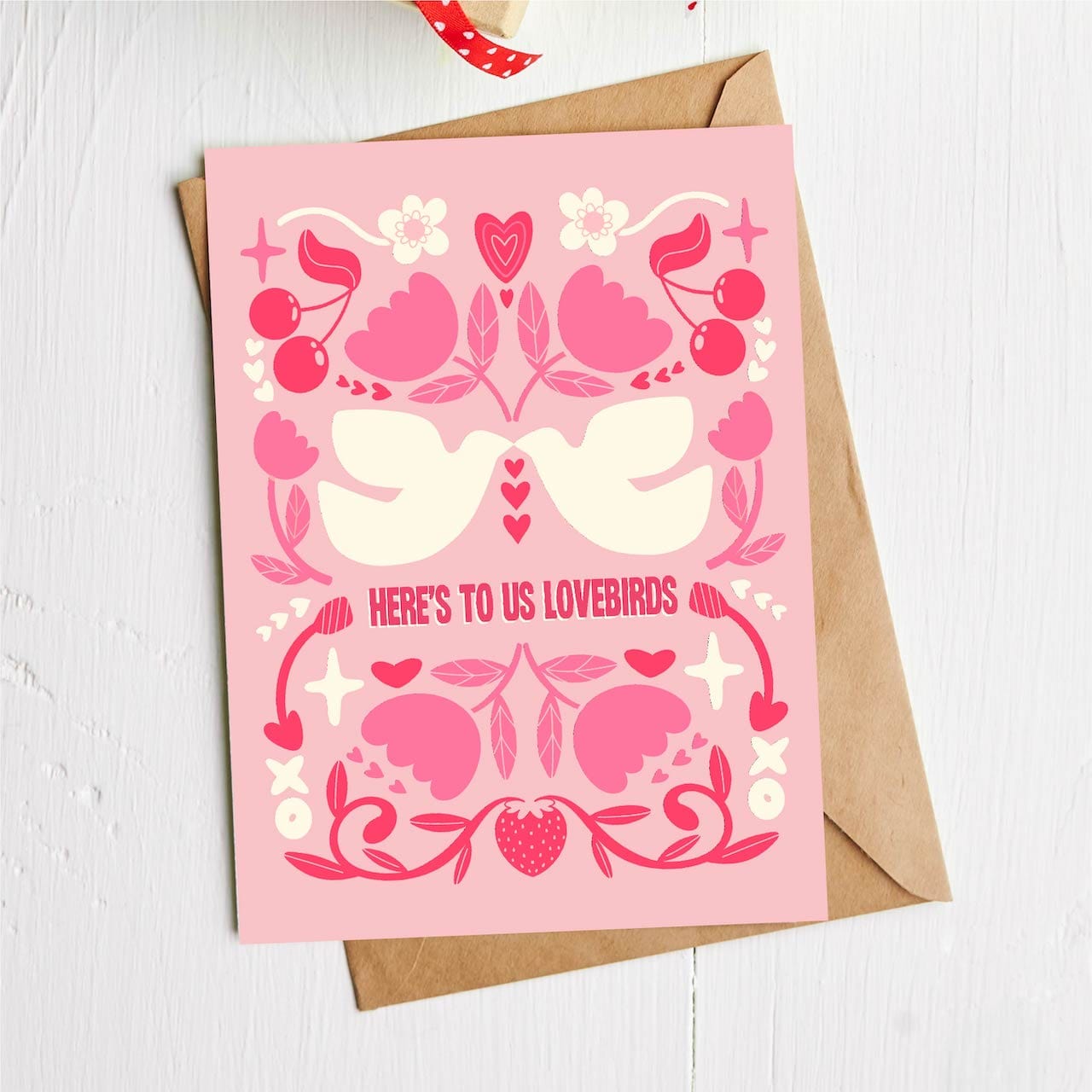  Here's to us lovebirds Valentine's Day Card、mySite、ghnorth