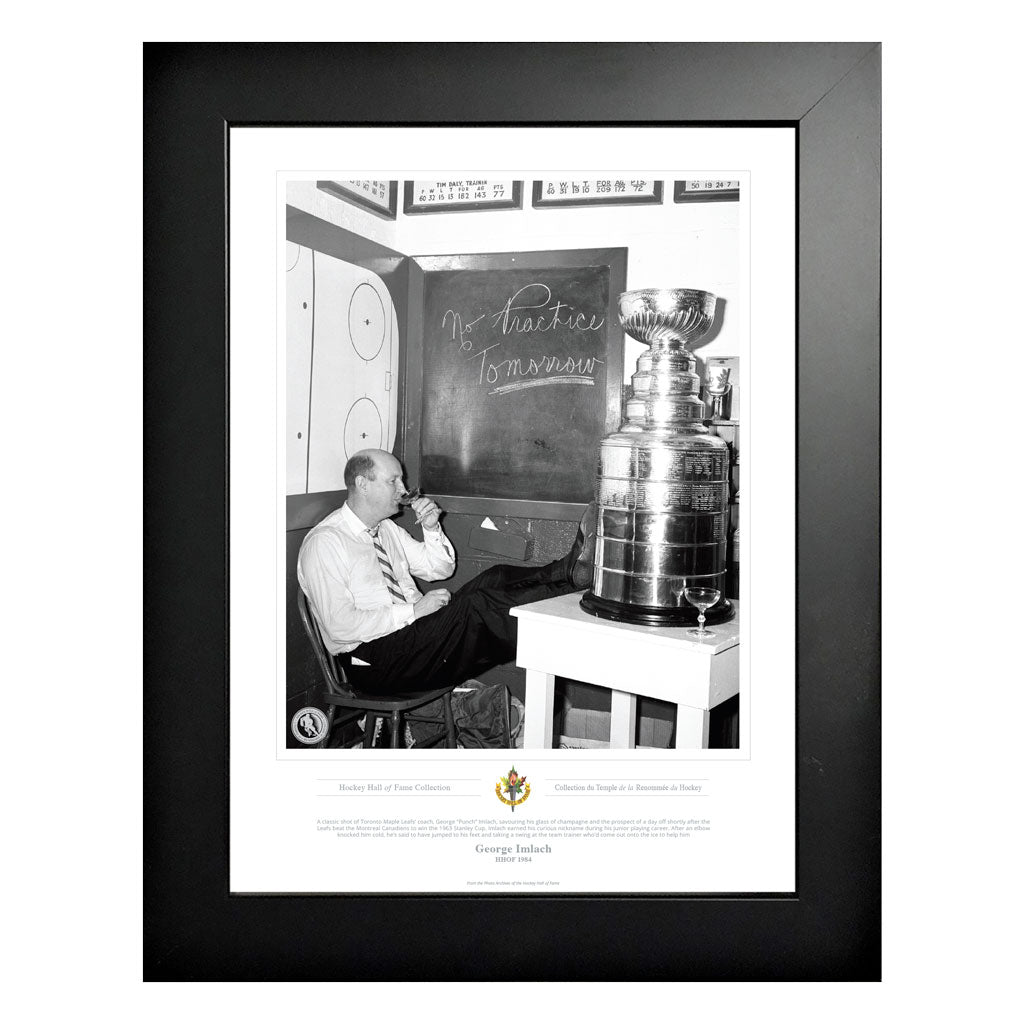 Toronto Maple Leafs Memorabilia - 1963 Feet-Up No Practice Tomorrow Black & White Frame - 12 x 16