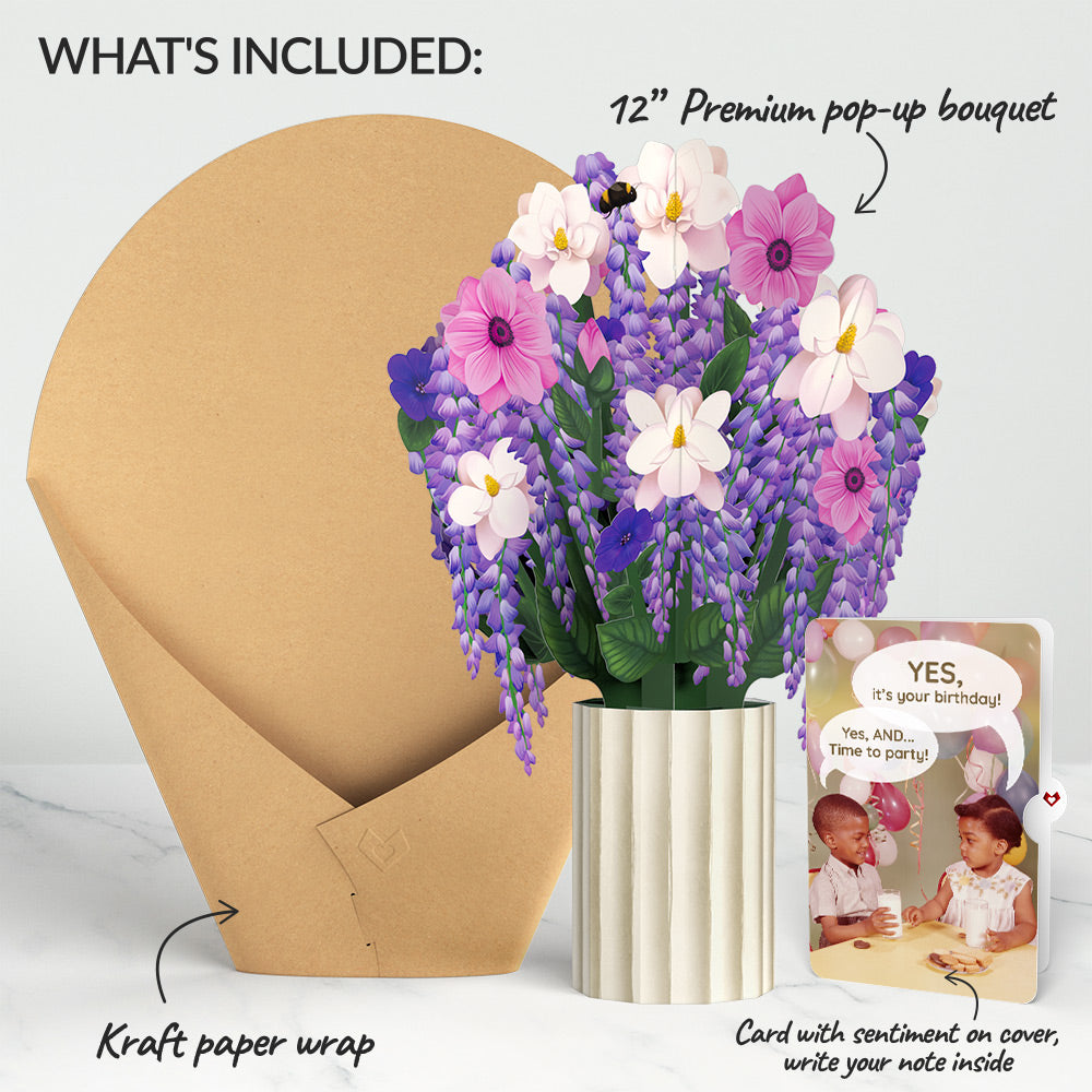 Wisteria Birthday Bouquet and Time to Party Sentiment Set、mySite、solidvoid