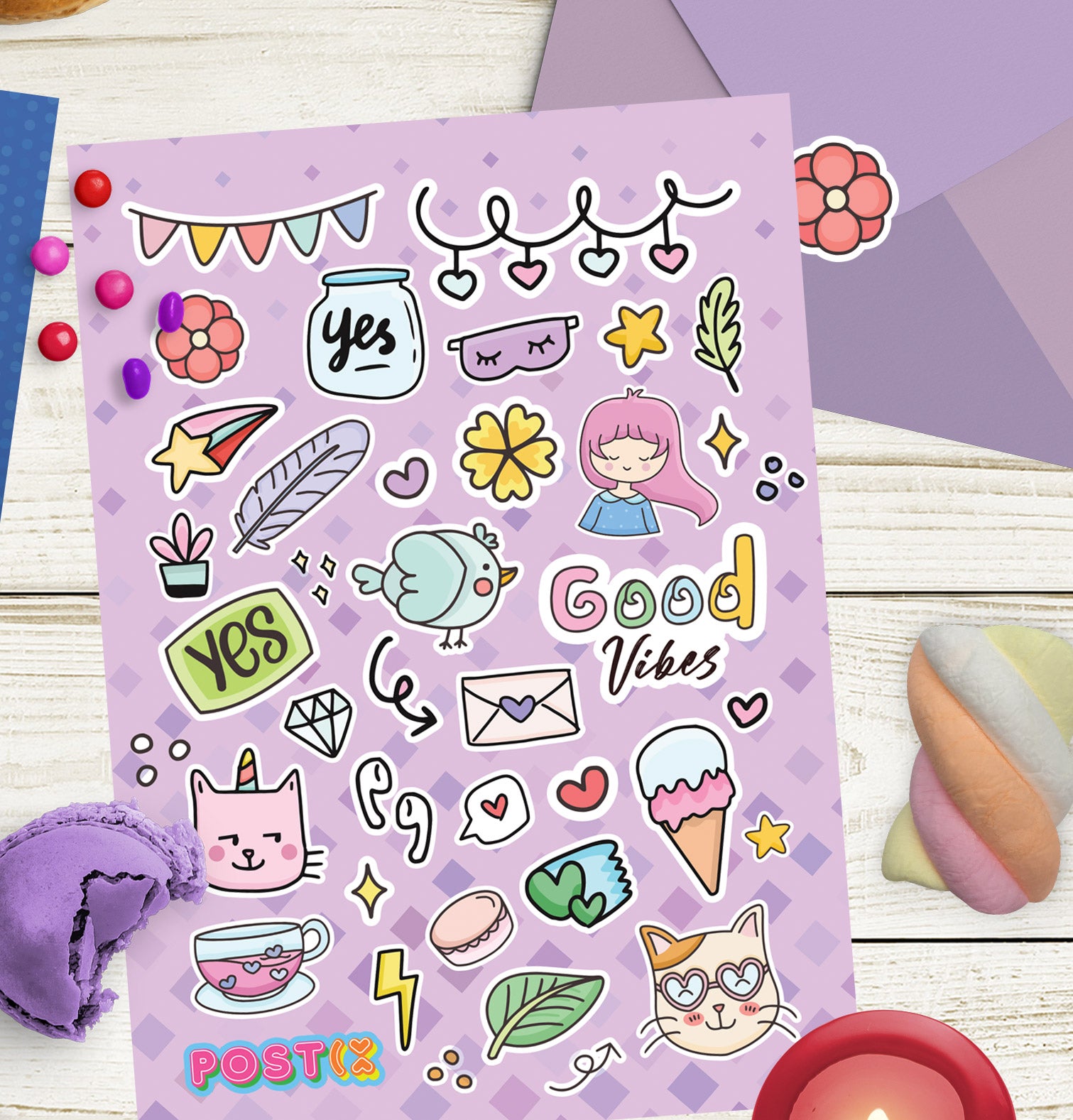  Good Vibes Sticker Sheet、mySite、ghnorth