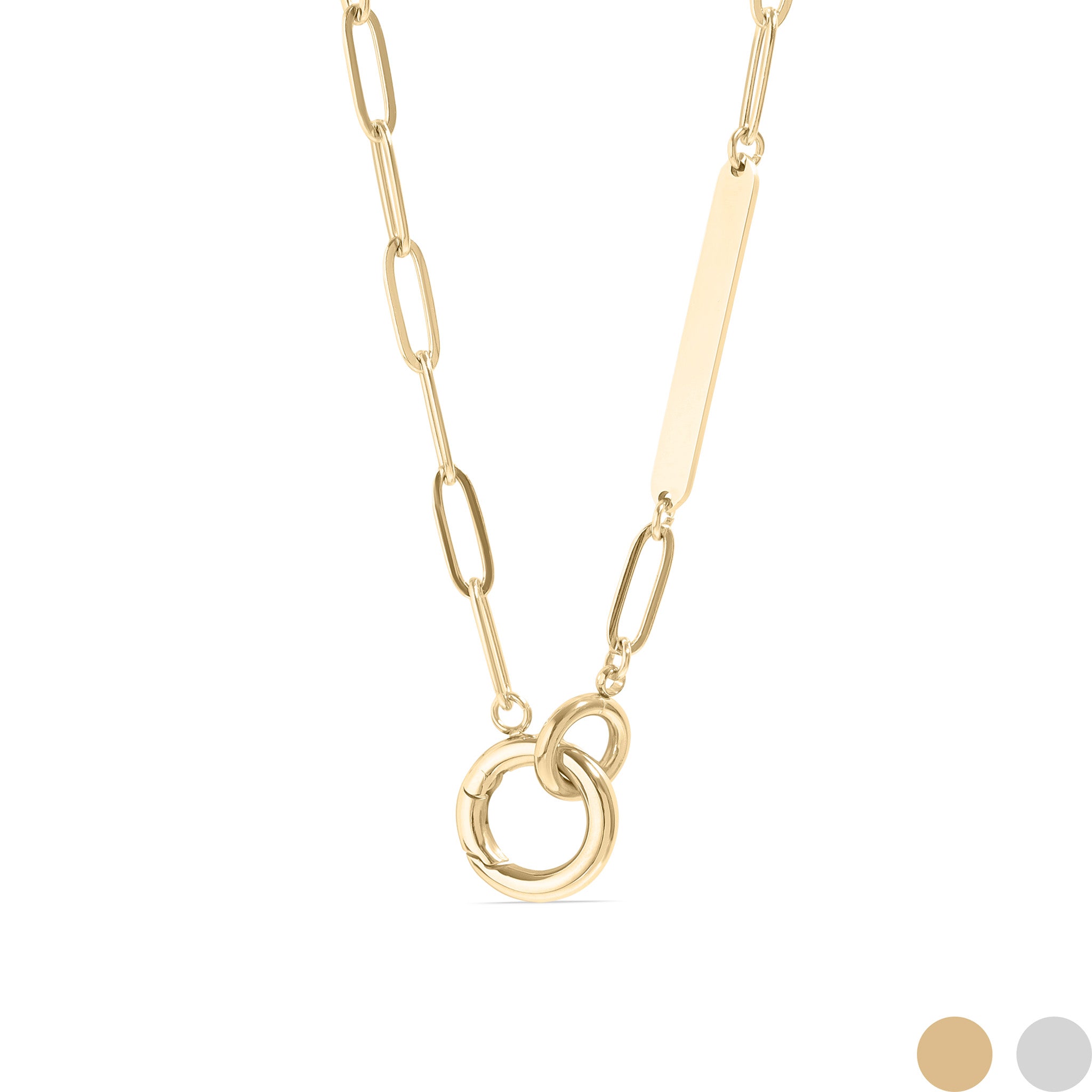 18K Gold PVD Engravable Paperclip Charm Holder Necklace / CHN0079、mySite、dreamappss