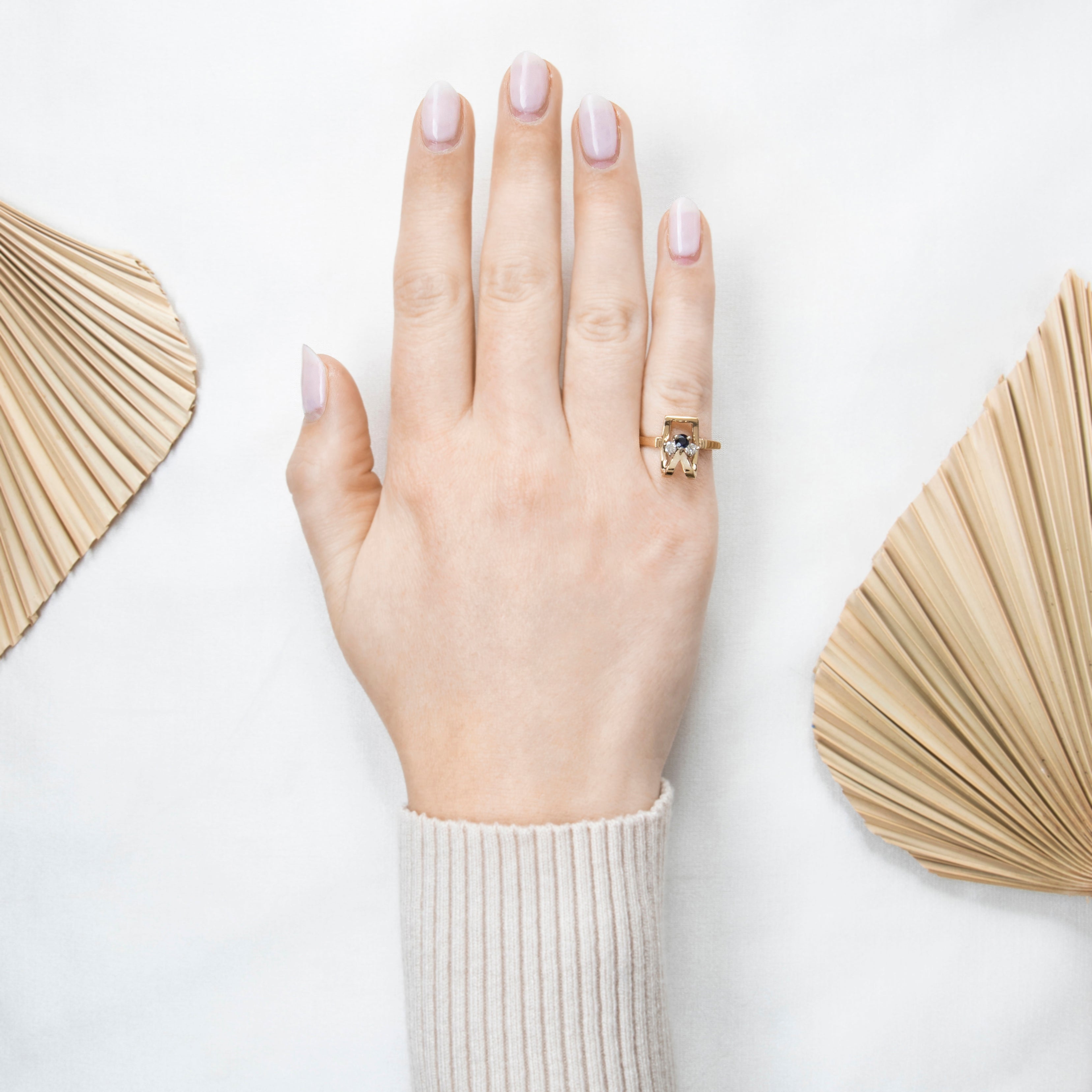 Vintage 14k Yellow Gold Diamond Sapphire Unusual Ring 6.00、mySite、hinf8tx79