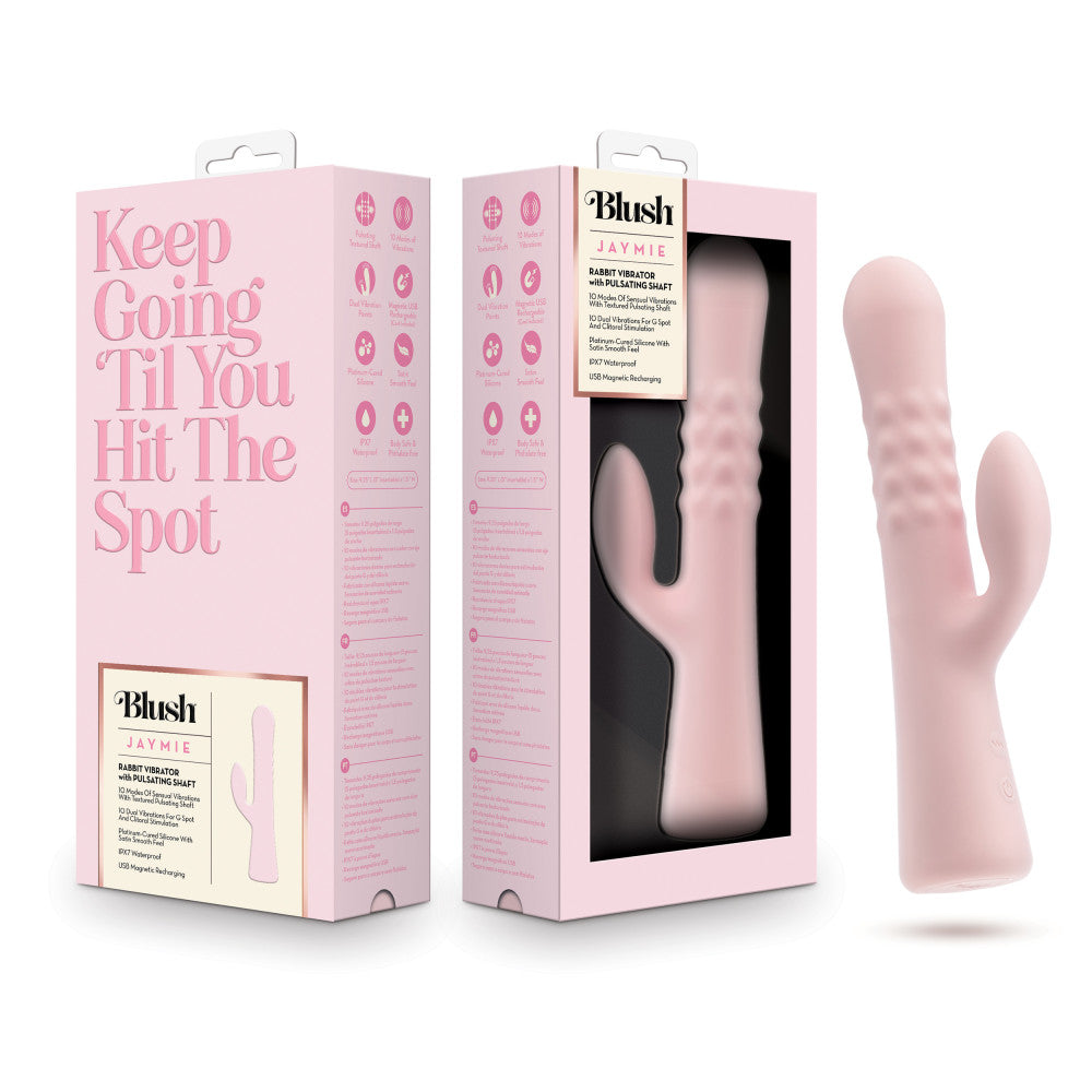 Blush | Jaymie 9.25 Inch G Spot Clitoral Dual Stimulation Rabbit Vibrator In Pink - 10 Vibration Modes - Soft Silicone、mySite、bottomscart