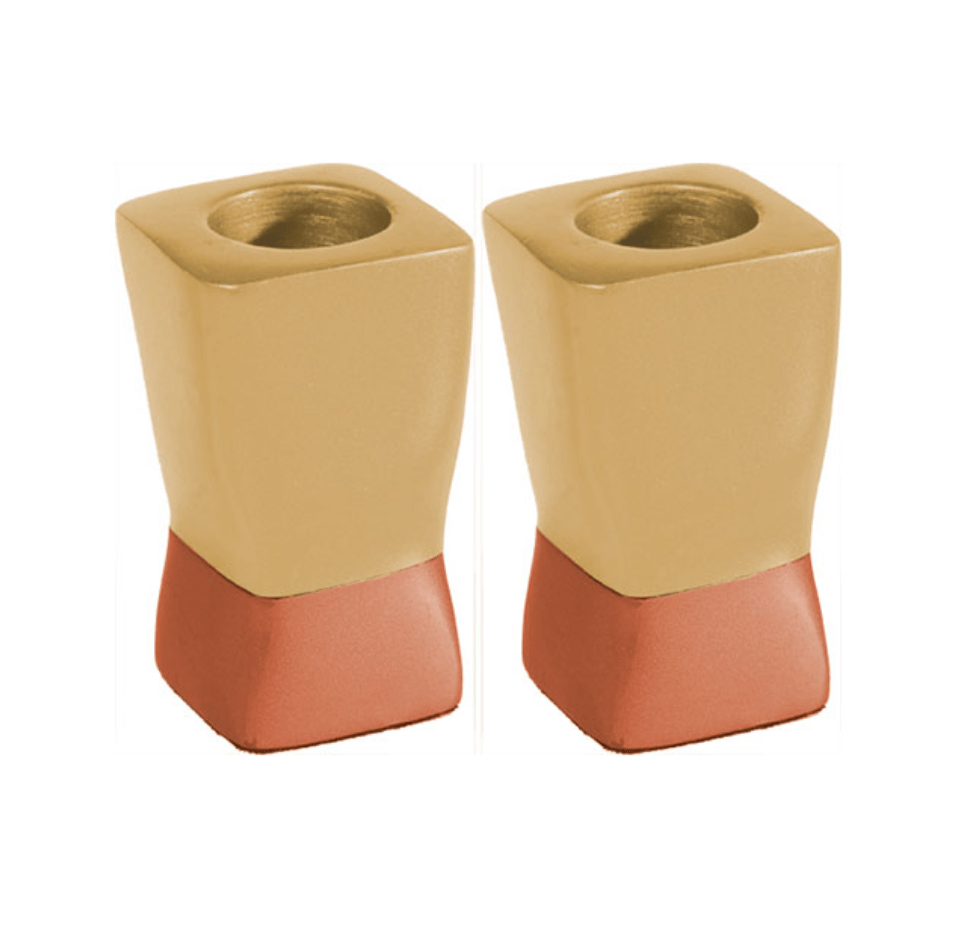 Anodized Aluminum Shabbat Candlesticks by Yair Emanuel - Gold、mySite、topwebapps