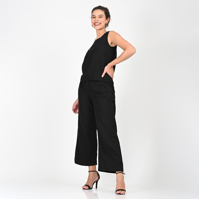 Tencel Solid Co Ord Set For Women | Top & Trouser | Black、mySite、camillekostekn