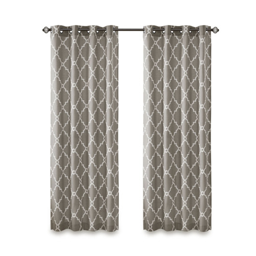 Fretwork Print Grommet Top Window Curtain Panel(Only 1 Pc Panel)、、eastwooduniform