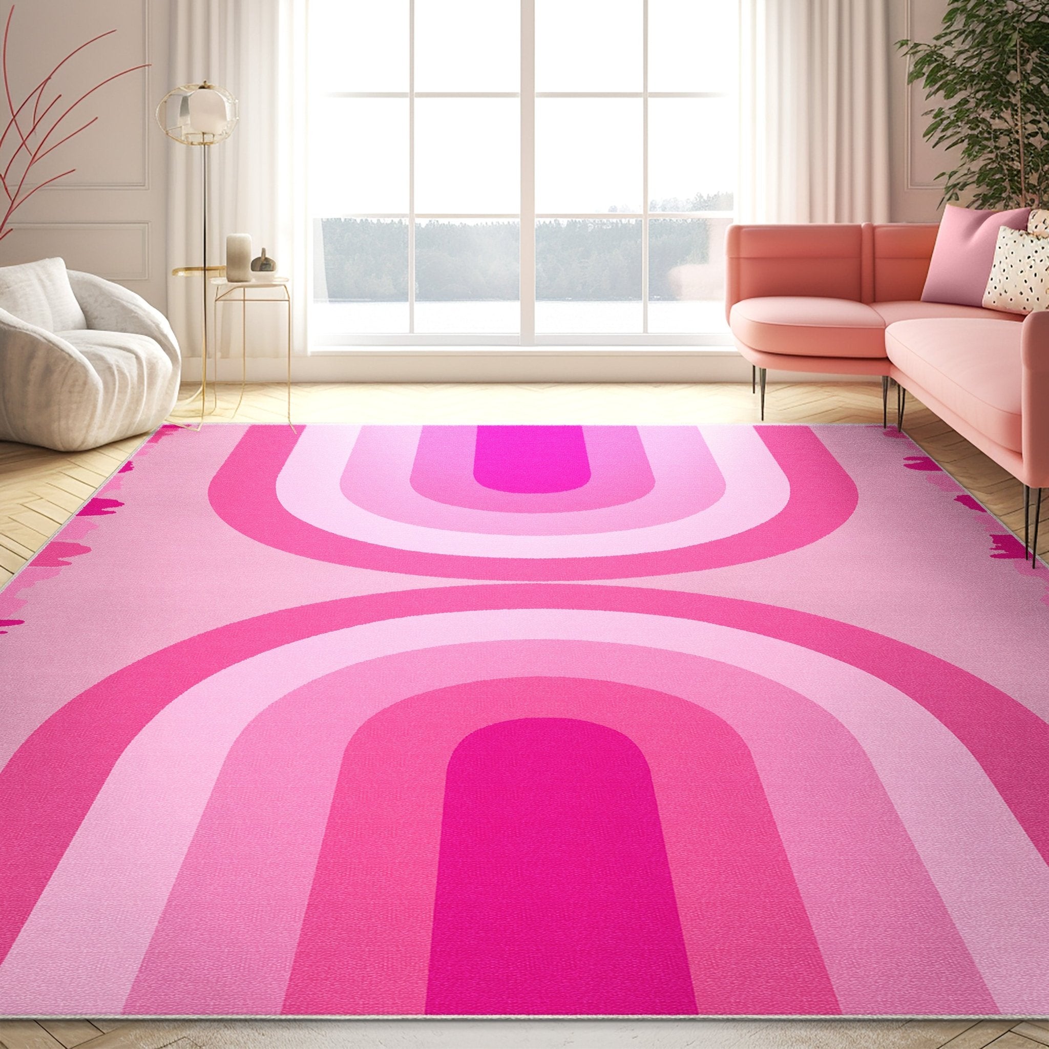 Apollo Geometric Modern Pink Rug for Living Room, Bedroom, Kitchen & Office、mySite、gigharbornorthrealestate