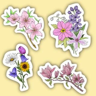  Floral Sticker 4 Pack、mySite、elrpsem3k