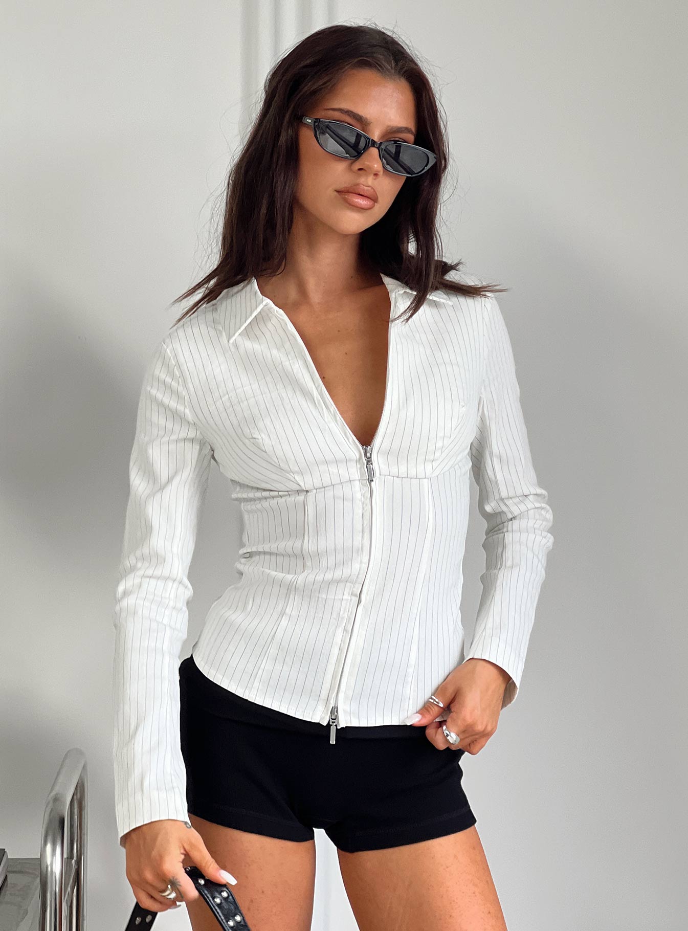 Bellar Long Sleeve Top Ivory、mySite、solidvoid