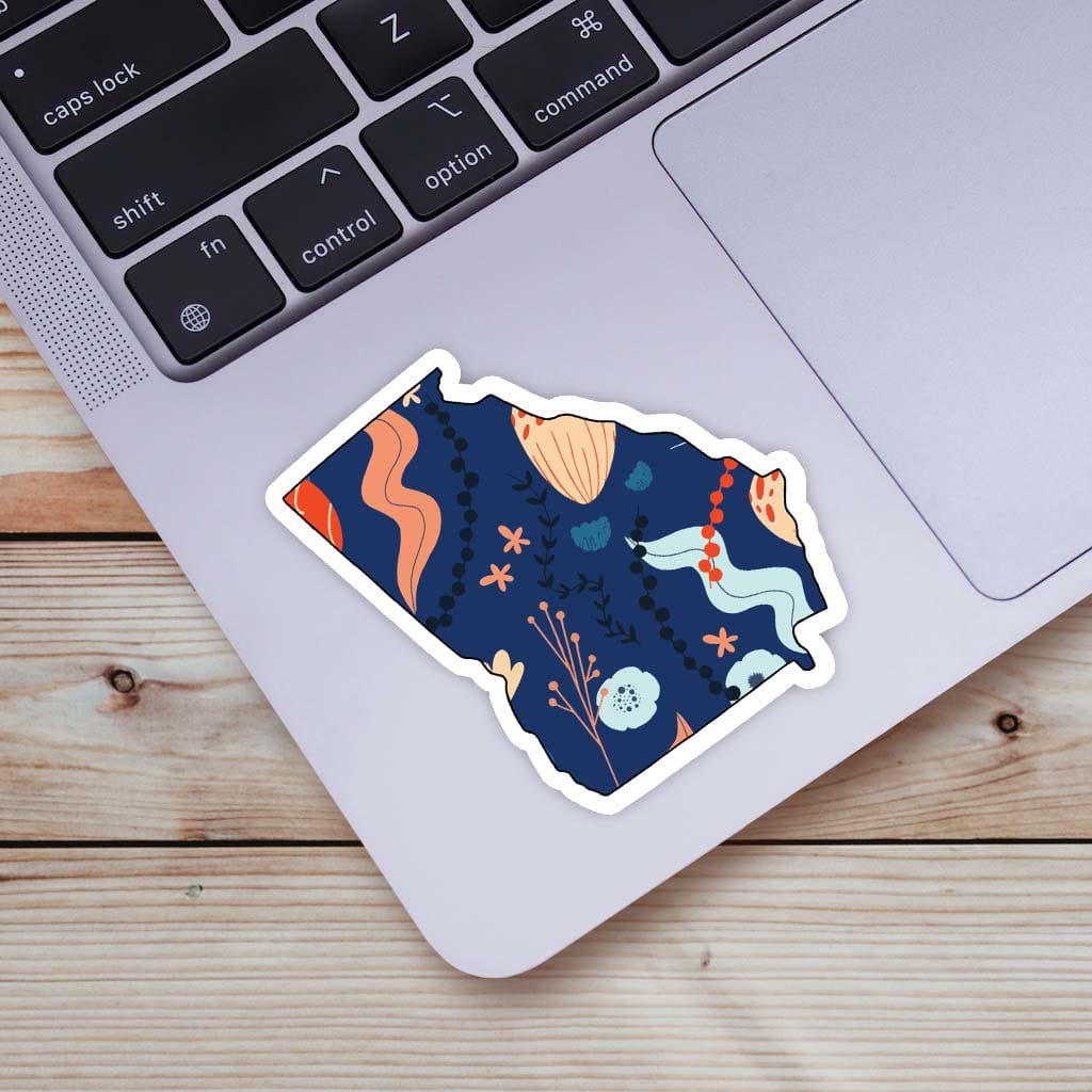  Georgia Blue Floral Abstract Sticker、mySite、elrpsem3k