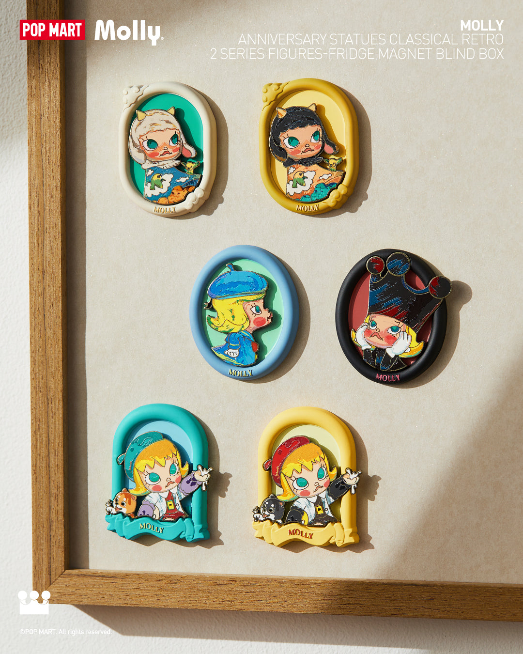  POP MART MOLLY Anniversary Statues Classical Retro 2 Series-Fridge Magnet Blind Box、mySite、greenlandpopulation