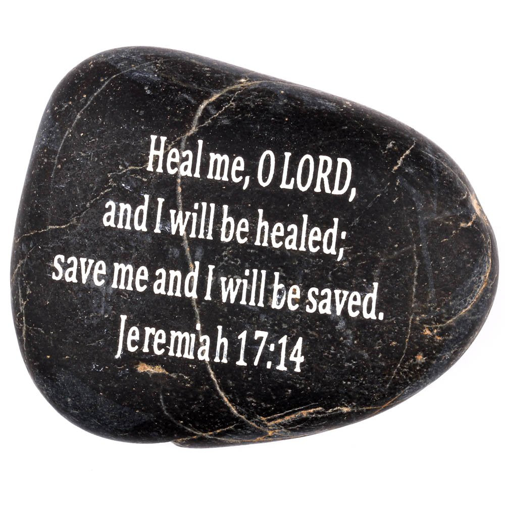  Engraved Inspirational Scripture Biblical Black Stones Collection - Stone VIII : Jeremiah 17:14 : Heal me, O Lord, and I Will be Healed; Save me and I Will be Saved.、mySite、elrpsem3k