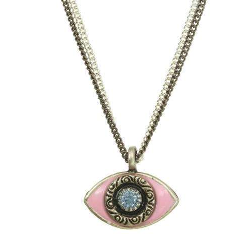 Michal Golan Pink and Crystal Evil Eye Double Strand Necklace、mySite、topwebapps