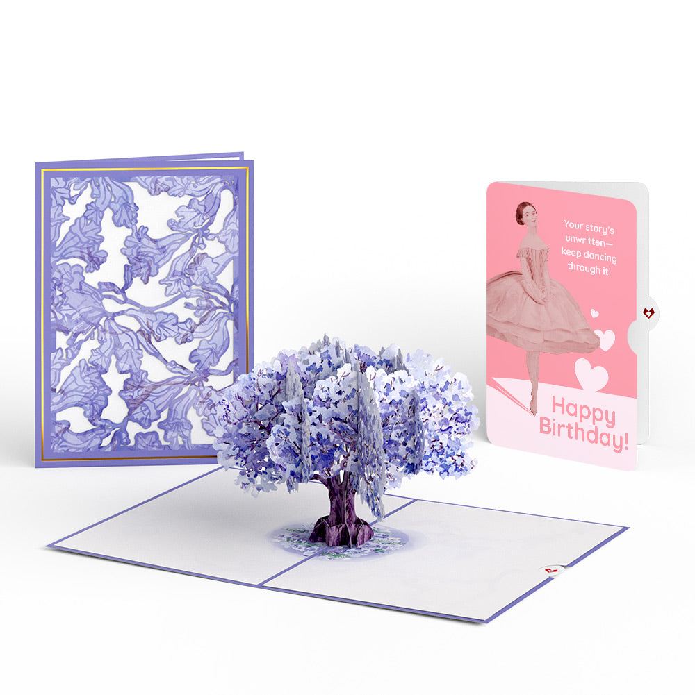 Watercolor Jacaranda Tree Birthday Pop-Up Card and Dancing Through Life Sentiment Set、mySite、solidvoid