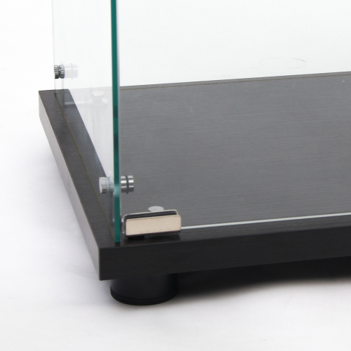 Glass Display Cabinet with 3 Shelves, One-Door Curio Cabinets for Living Room, Bedroom, Office, Black Floor Standing Glass Bookshelf, Quick Installation、、casual