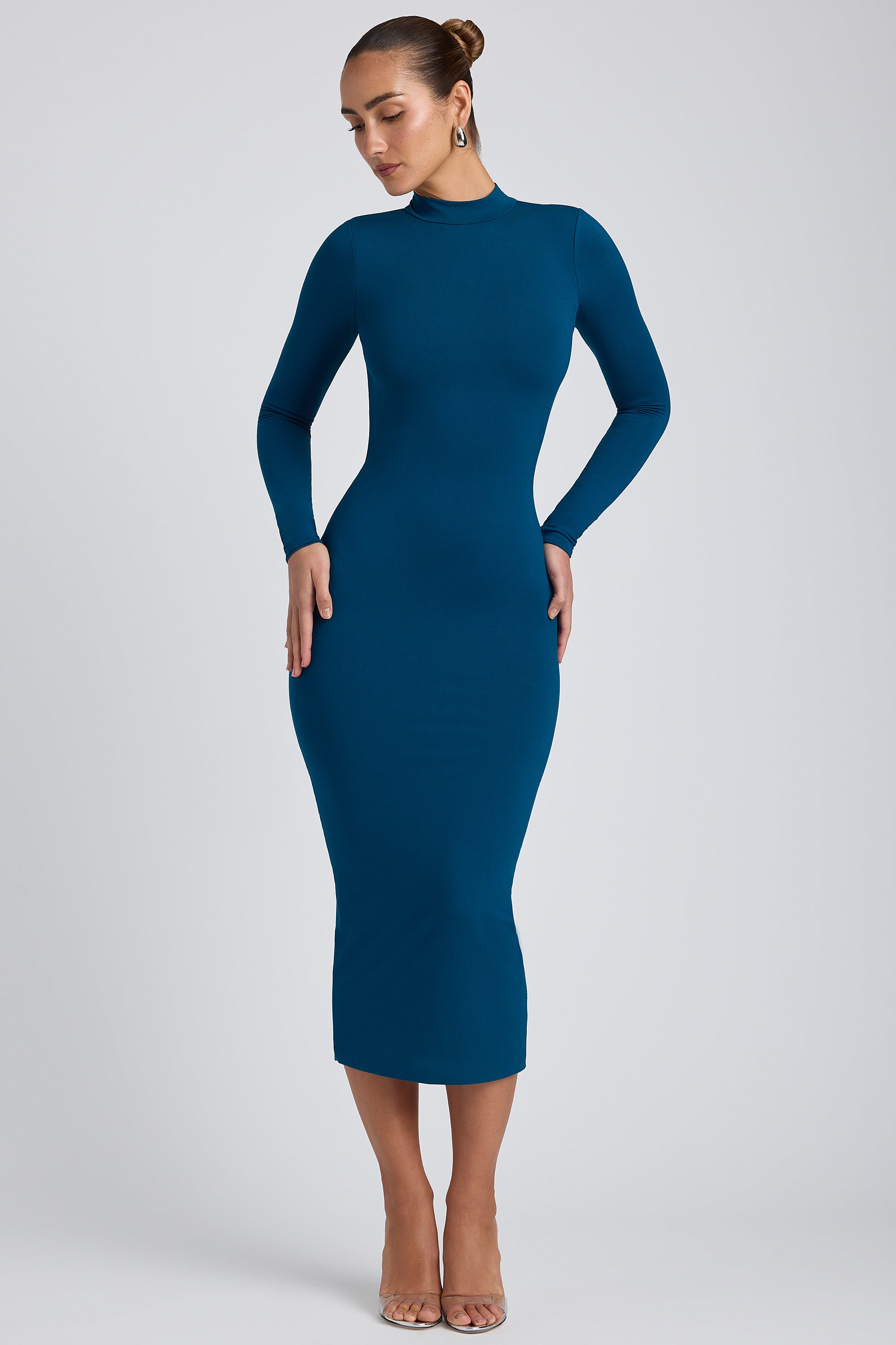 Modal Cross-Back Midaxi Dress in Deep Teal、mySite、solidvoid