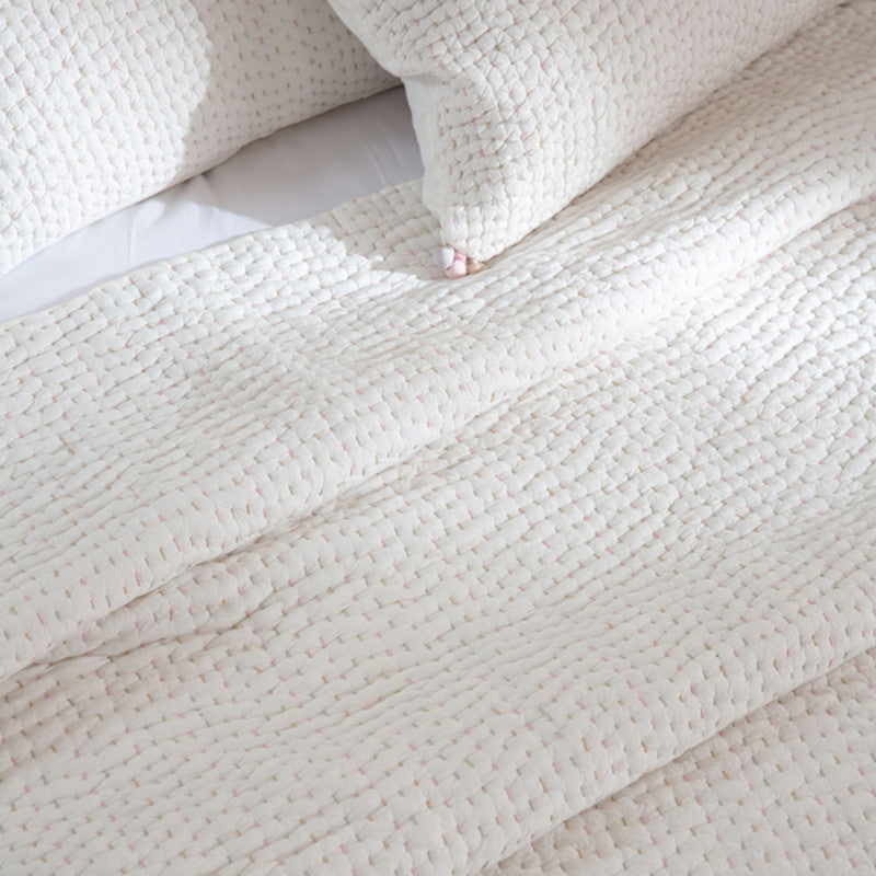 Cotton Bedspread with Pillow Covers | Ivory | Reversible | Set of 3、mySite、camillekostekn