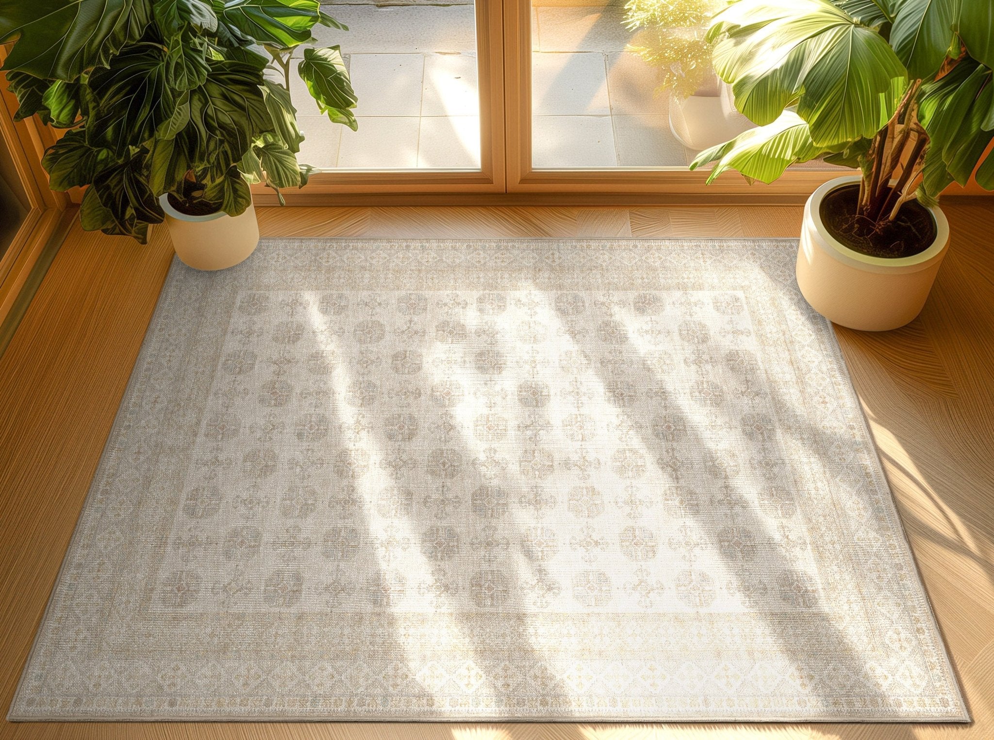 Vienna Floral Rug – Elegant Beige Tones Soft Easy to Clean、mySite、gigharbornorthrealestate