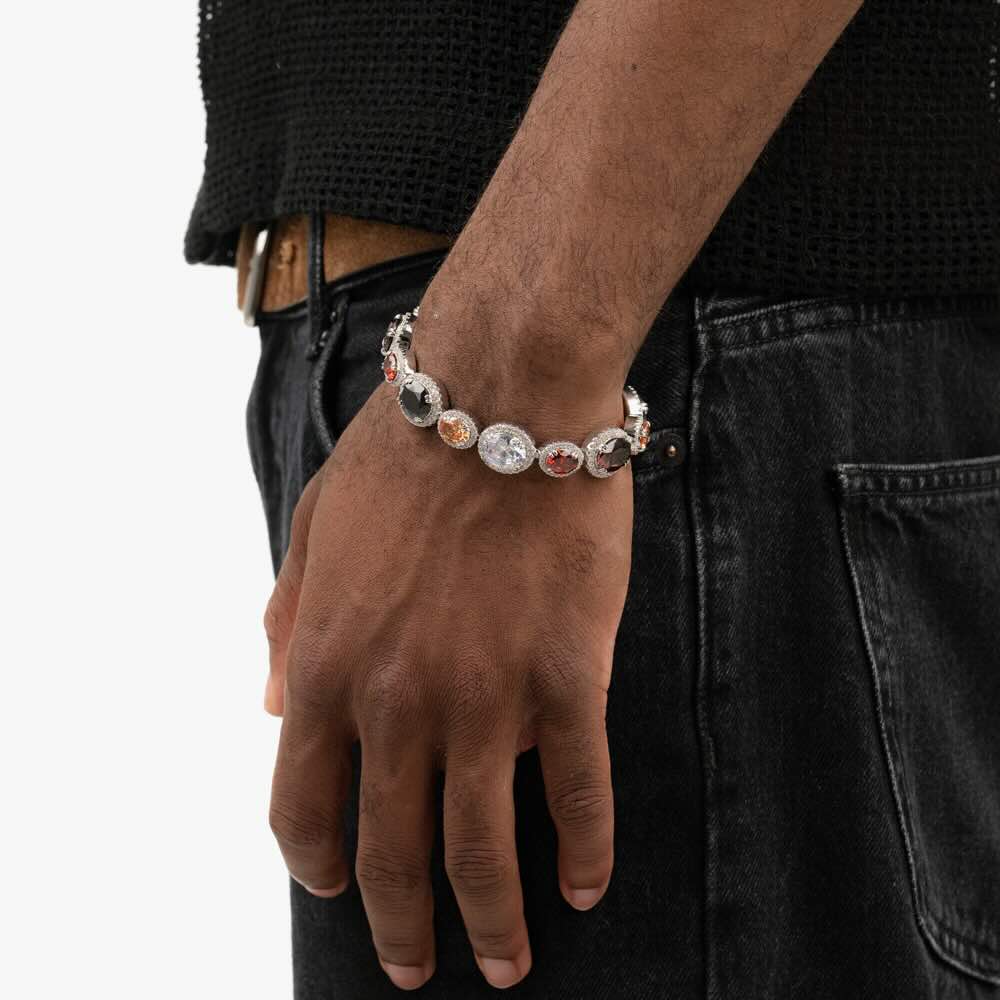 Multi Gemstone Oval Cut Halo Moissanite Bracelet、mySite、hinf8tx79