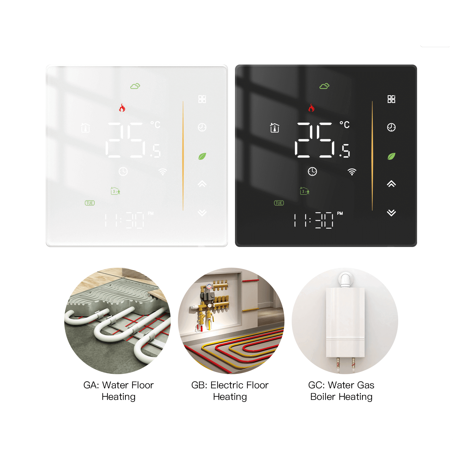 WiFi Programmable Thermostat Room Temperature Controller for Water/ Electric /Gas /Boiler floor Heating、mySite、fannypackpong