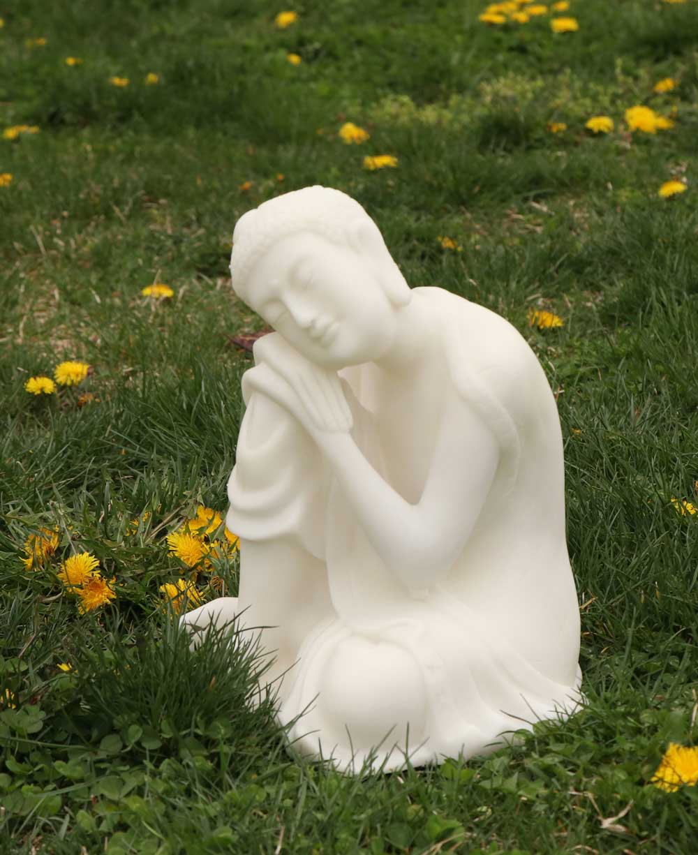 Resting Buddha Statue in Pearl White Finish, Indoor Outdoor、mySite、topwebapps