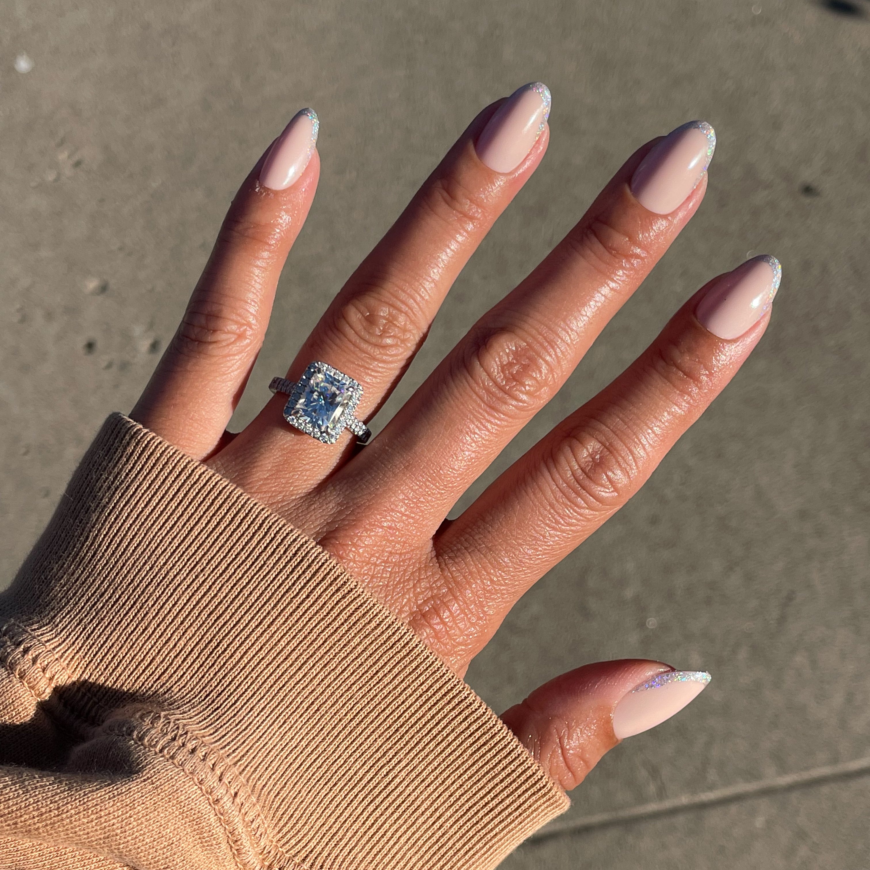 Exclamation Point Glitter French Press-Ons | Oval | Medium、mySite、solidvoid