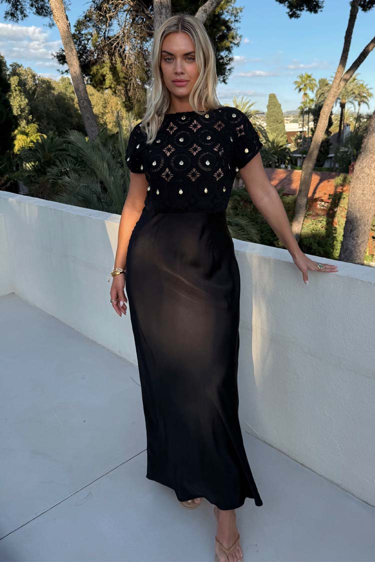 Black Crochet Shell Elodie Dress Petite、mySite、solidvoid