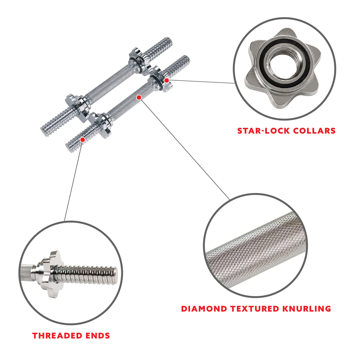  14'' Dumbbell Bar Handles Set Threaded with Ring Collars、mySite、ghnorth