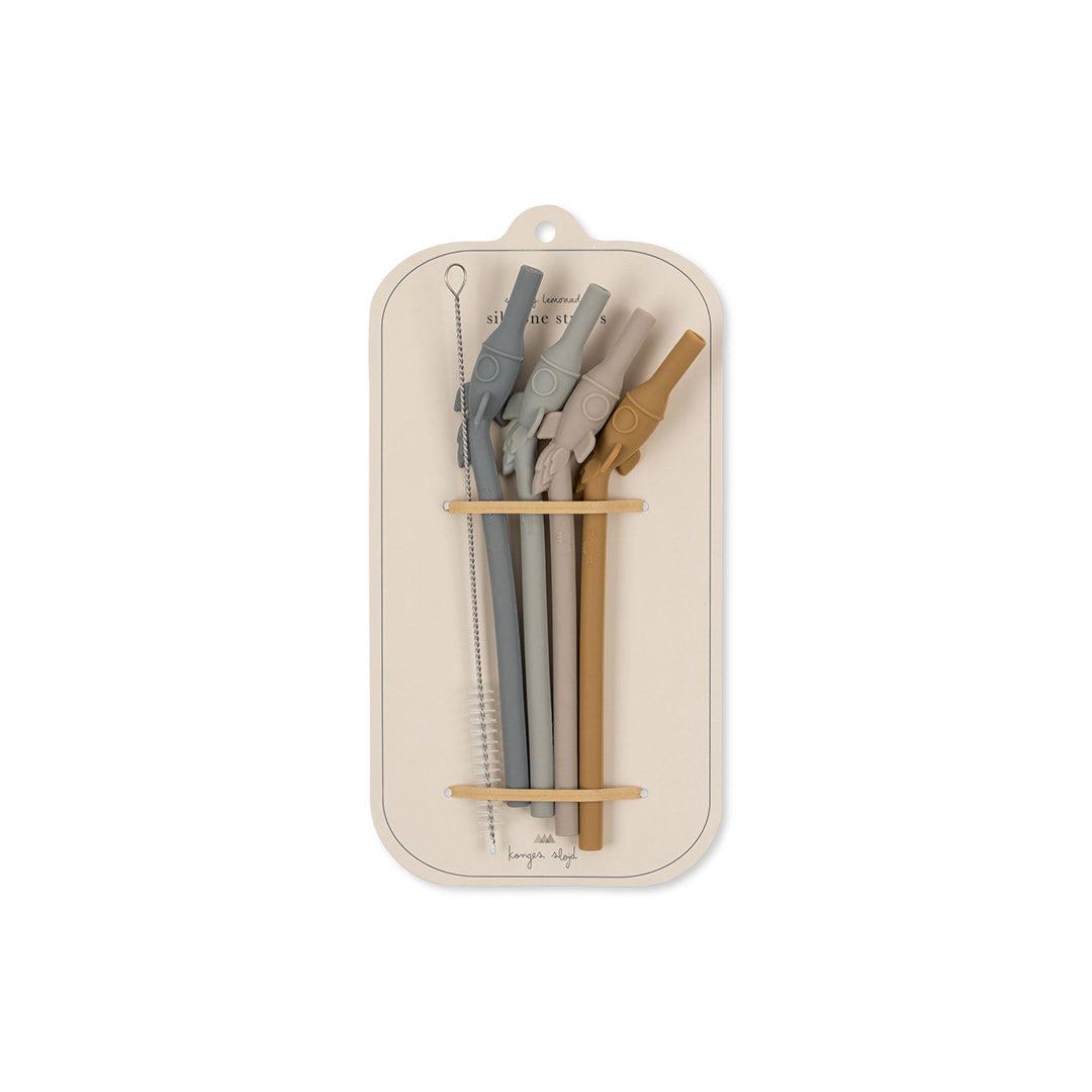  Konges Slojd Silicone Straws - Rocket - Quarry Blue Mix - 4 Pack、mySite、merchandisen