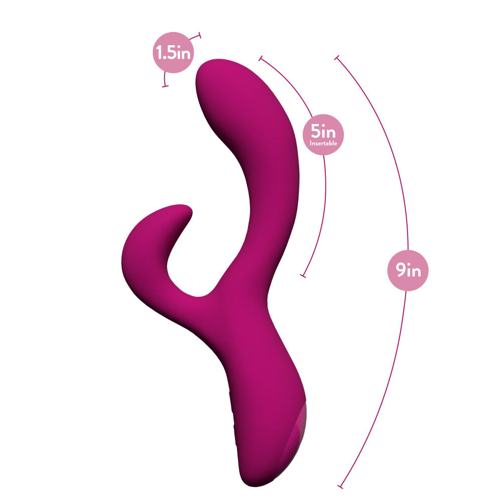 Blush Collection | Quinn 9 Inch Clitoral G-Spot Dual Stimulation Silicone Rabbit Vibrator With Auto Warming – Burgundy、mySite、bottomscart