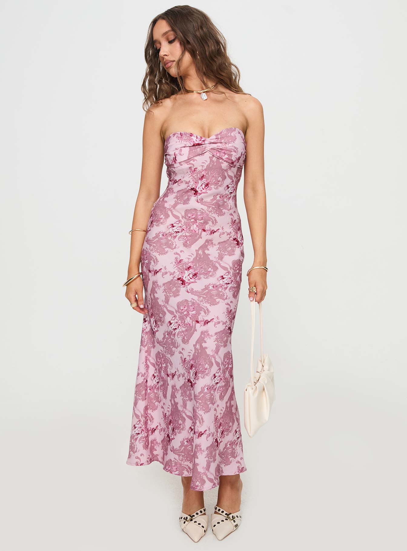 Abeila Strapless Maxi Dress Pink、mySite、solidvoid