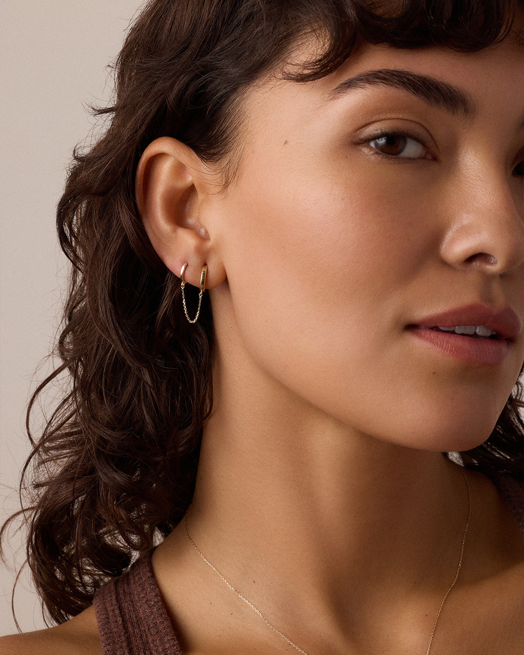 14k Gold Rose Double Huggie、mySite、hinf8tx79