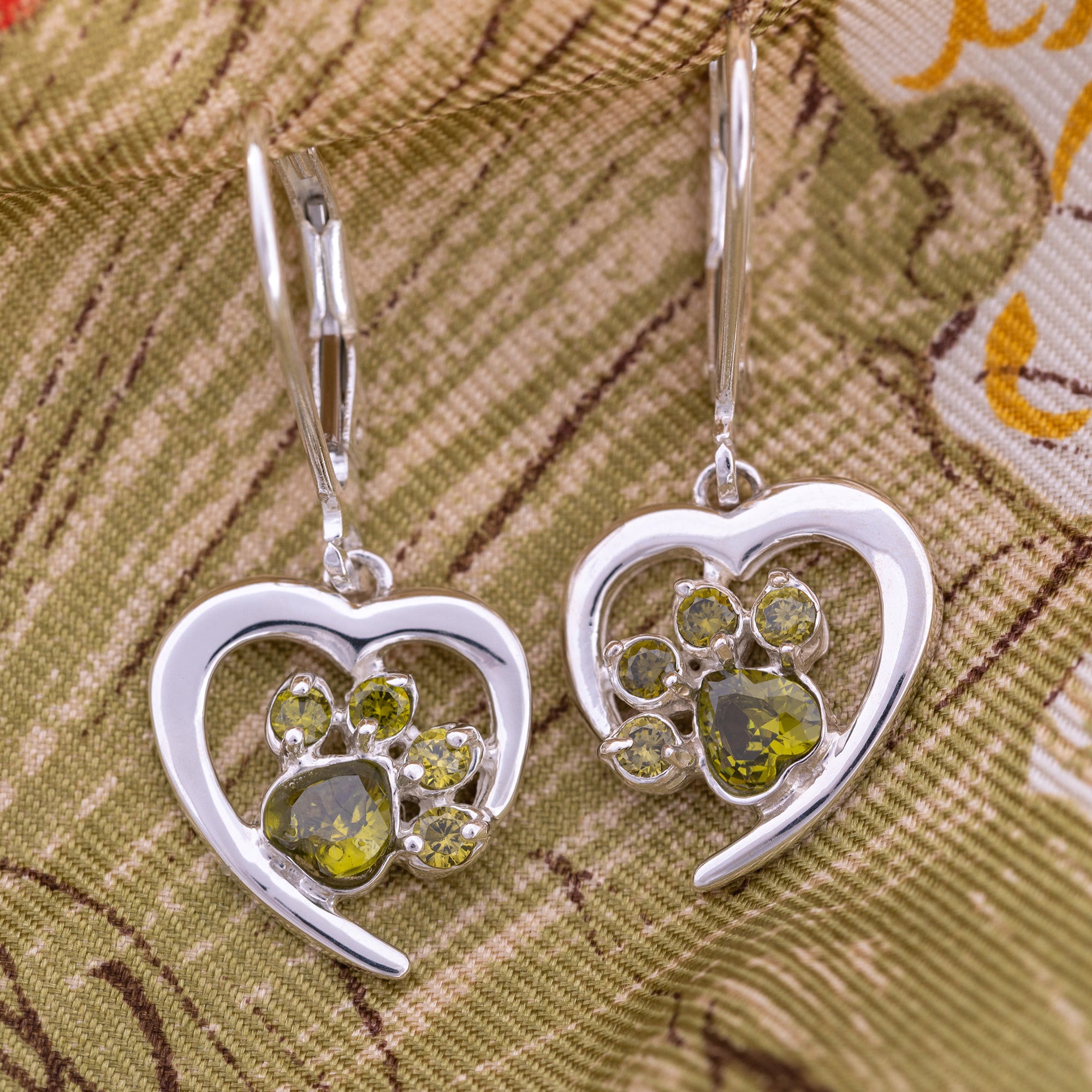 Always in My Heart Sterling Birthstone Paw Print Earrings、mySite、camillekostekn