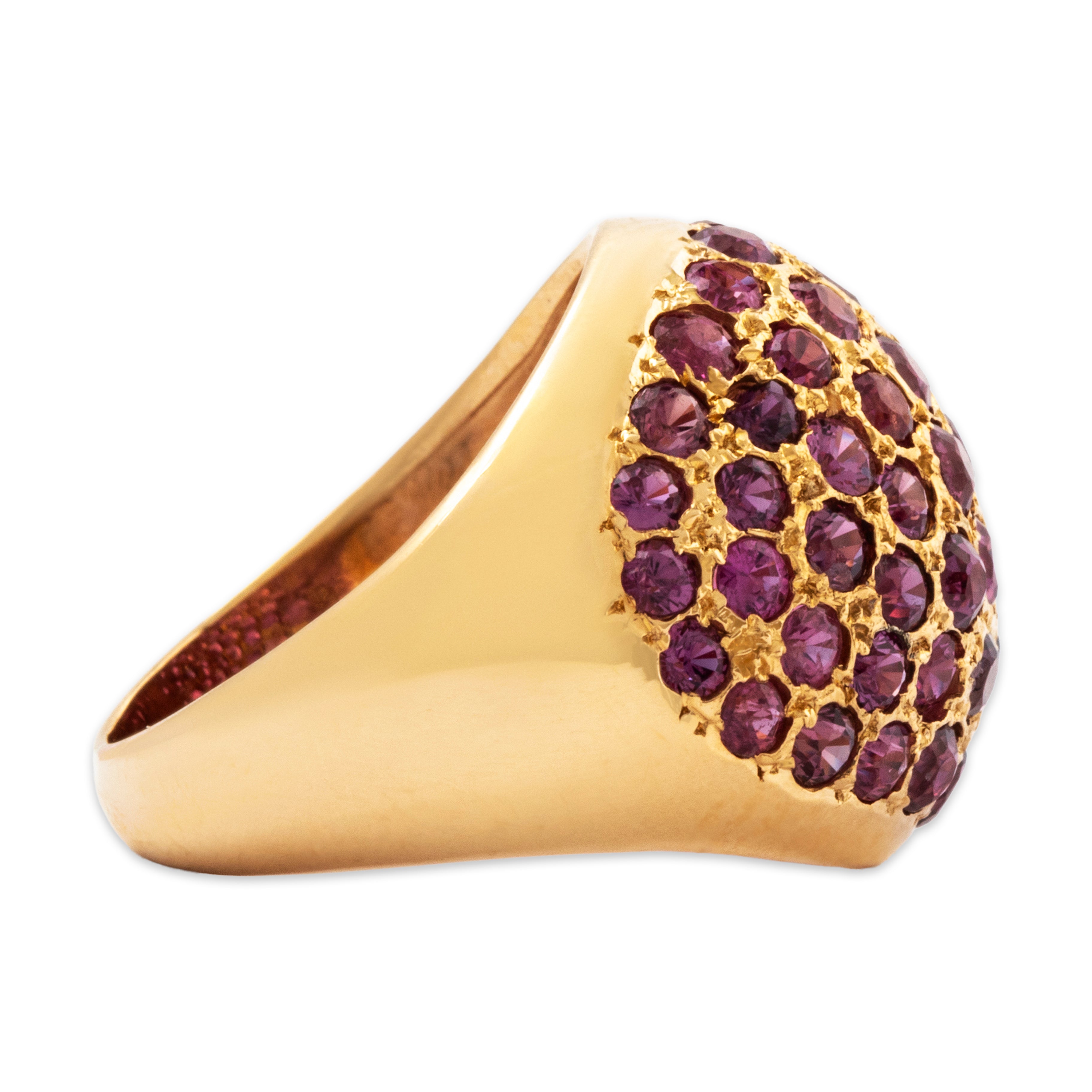 Vintage 18k Yellow Gold 3.95cttw Ruby Bombe Cocktail Ring 5.75、mySite、hinf8tx79