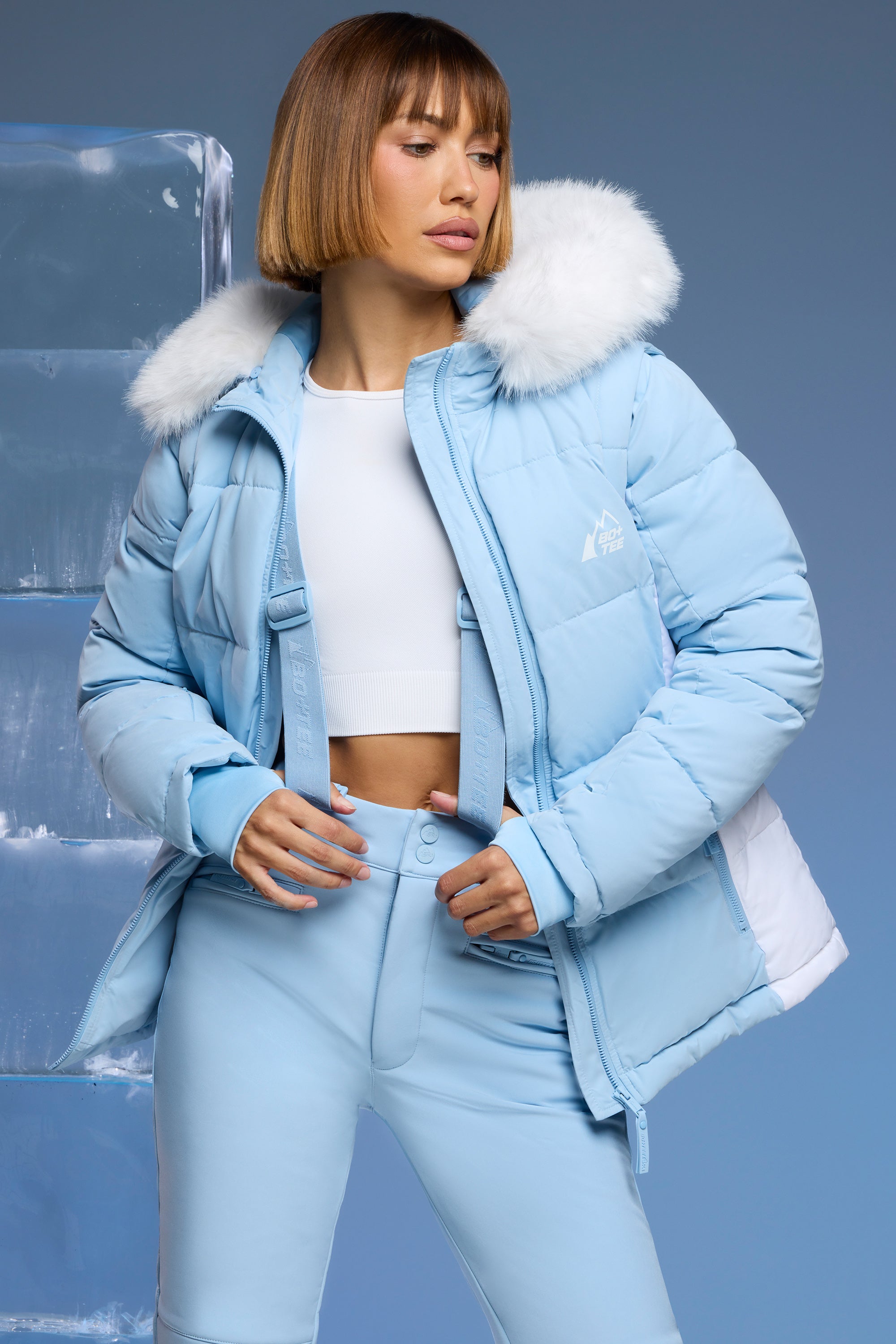 Ski Jacket with Detachable Sleeves in Baby Blue、mySite、solidvoid