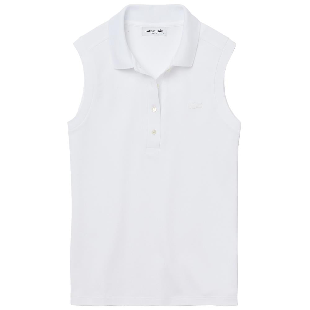 Lacoste Women's Sleeveless Cotton Pique Polo - White
