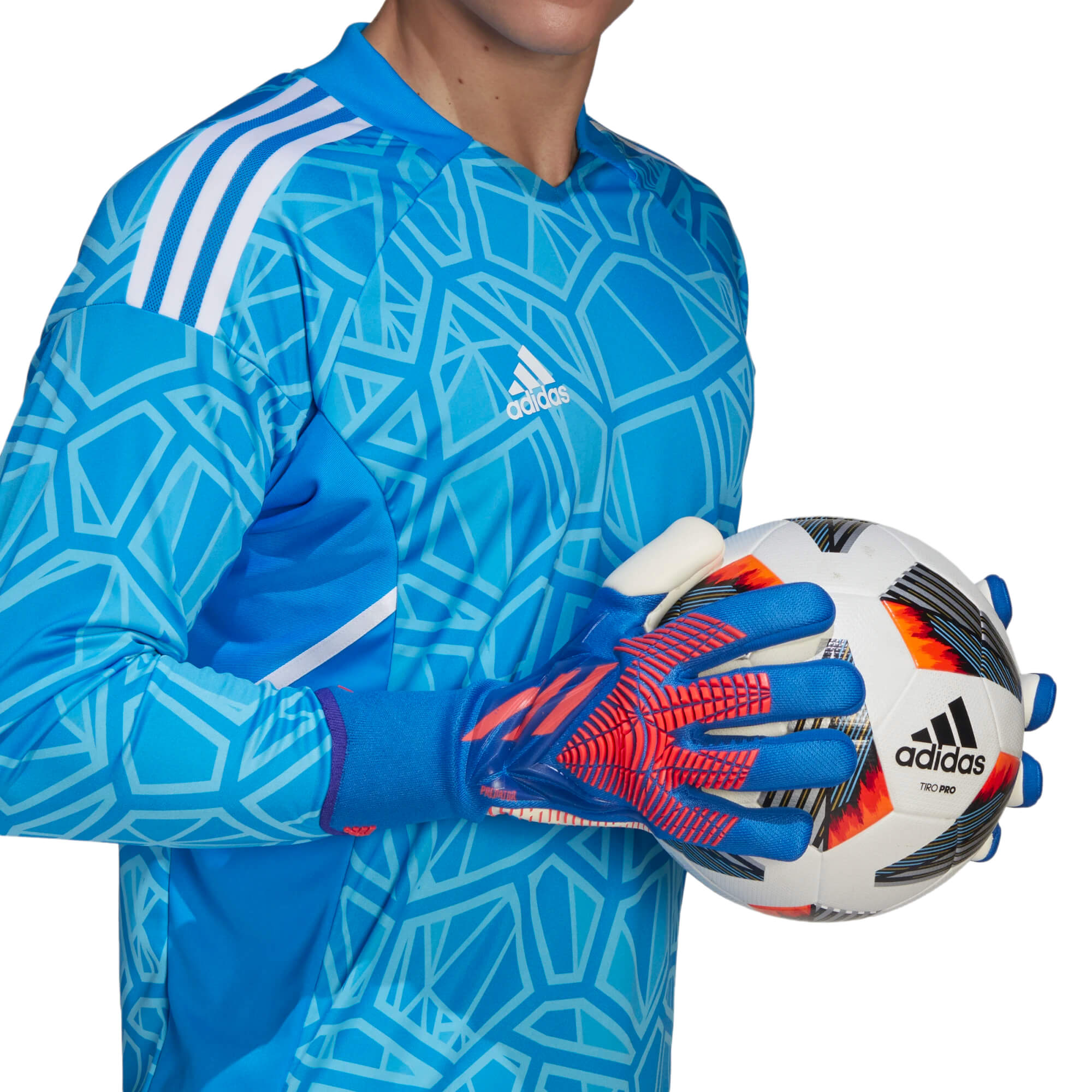 adidas Men's Predator Pro Fingersave Goalkeeper Gloves Sapphire Edge、mySite、noshort