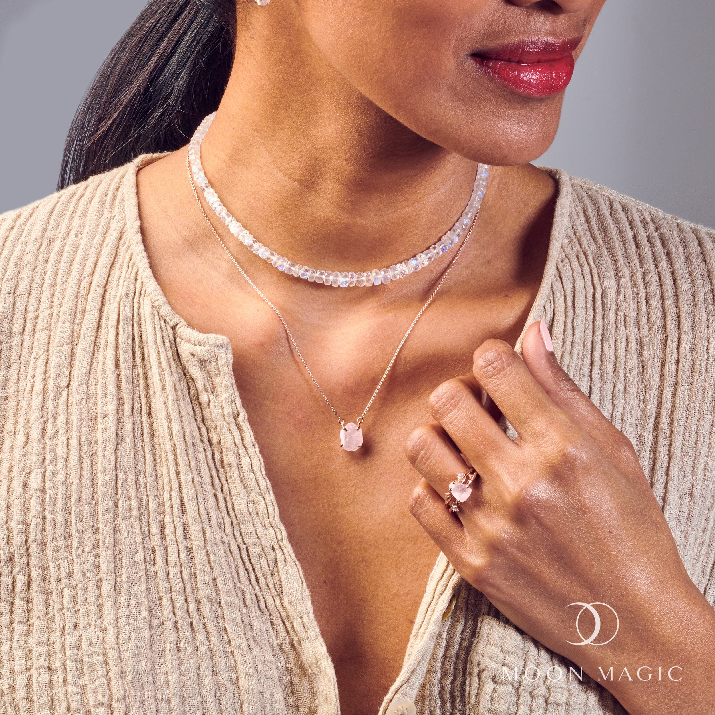 Raw Crystal Ring - Flow Rose Quartz、mySite、hinf8tx79