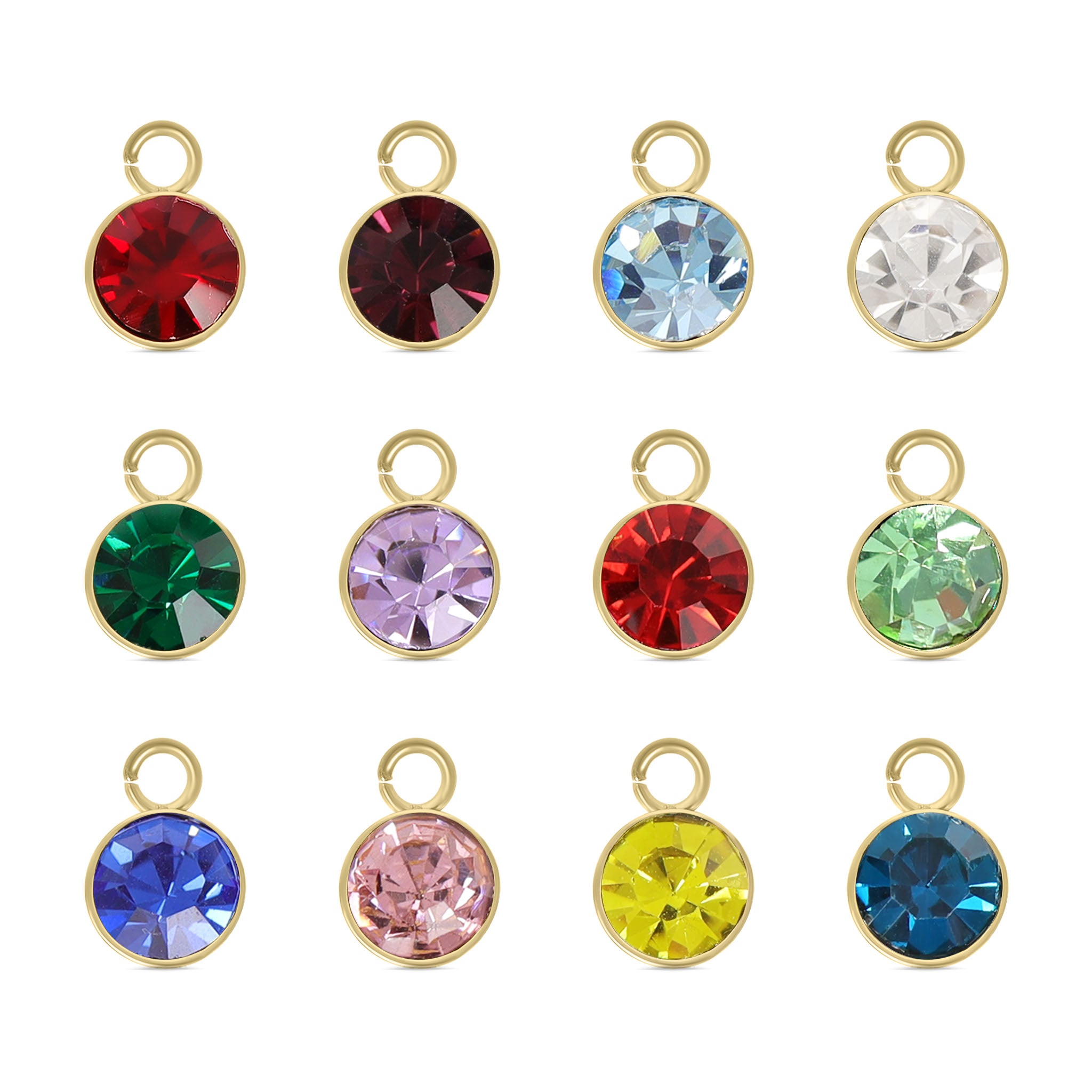 18K Gold PVD Stainless Steel Cubic Zirconia Birthstone Charm / SBB0335、mySite、dreamappss