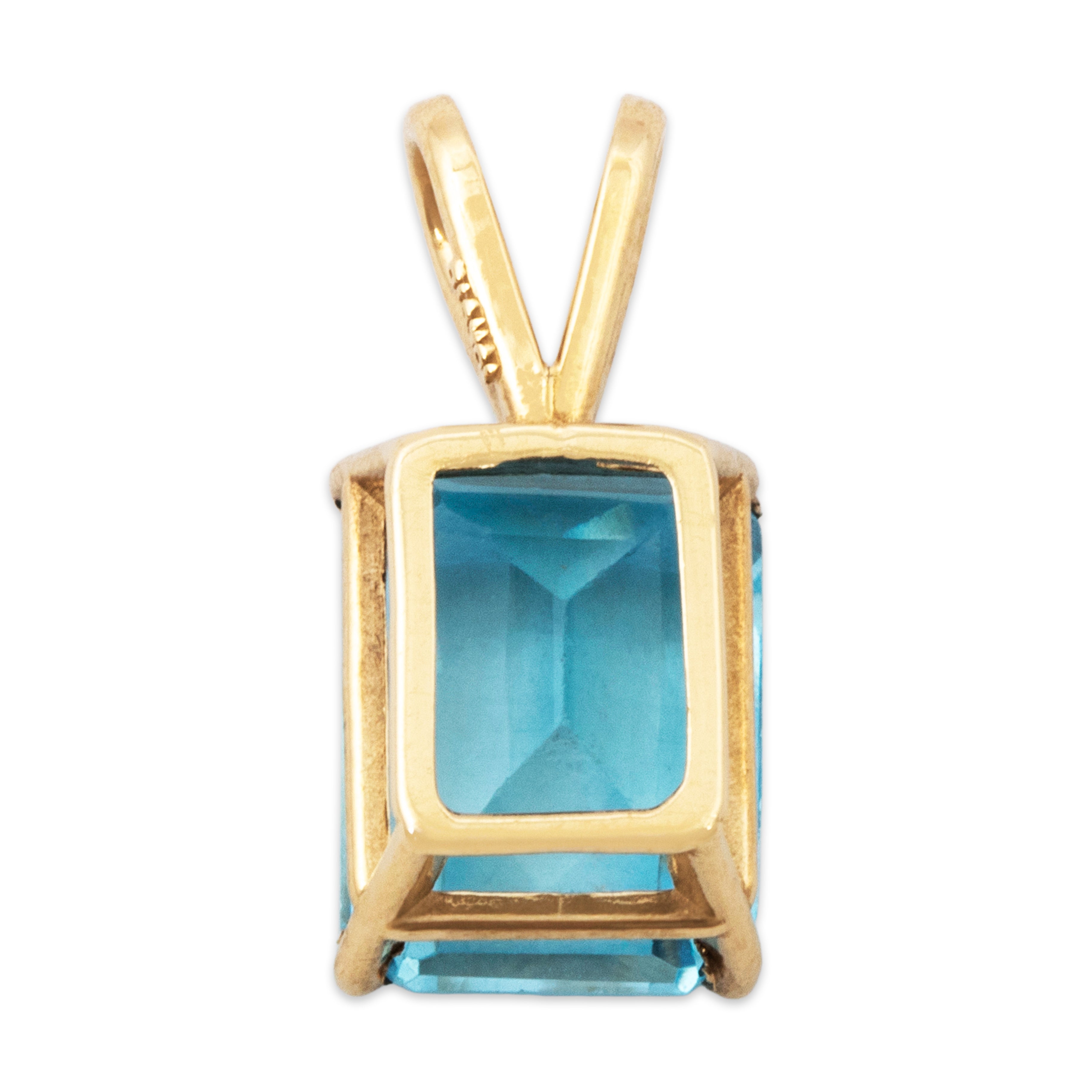 Vintage 10k Yellow Gold 3ct Blue Topaz Emerald-Cut Pendant、mySite、hinf8tx79