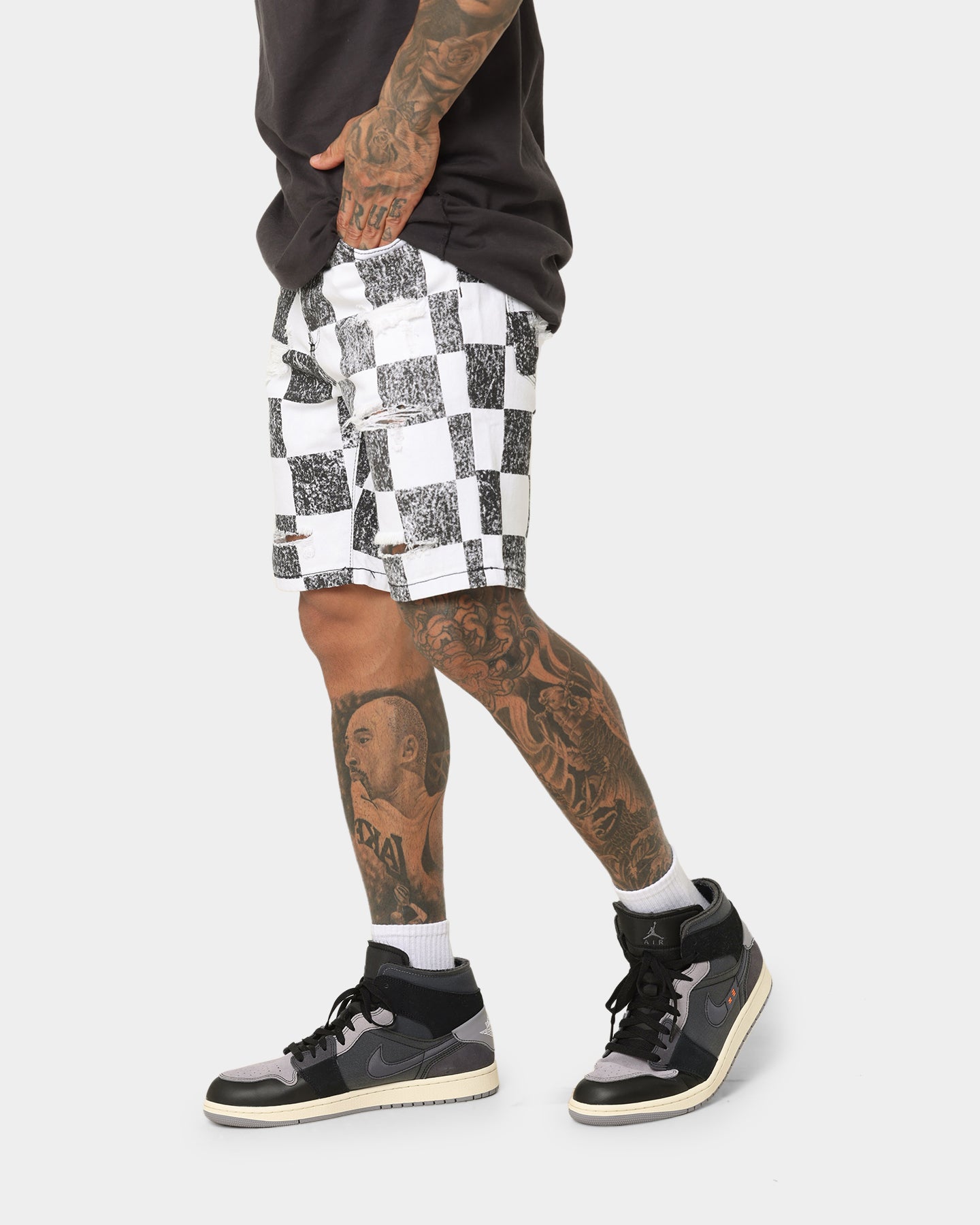 Saint Morta Vintage Checks Denim Shorts White/Black、mySite、zt4zffjzw