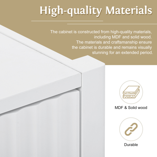 U_Style 63.1''Modern 4-Vertical Wavy Slatted Doors Sideboard,Storage Cabinet With Elegant Design, Solid Wood Legs with Painted,Metal Handles,for Dining Room,Living Room, Kitchen, or Entryway(Black)、、casual