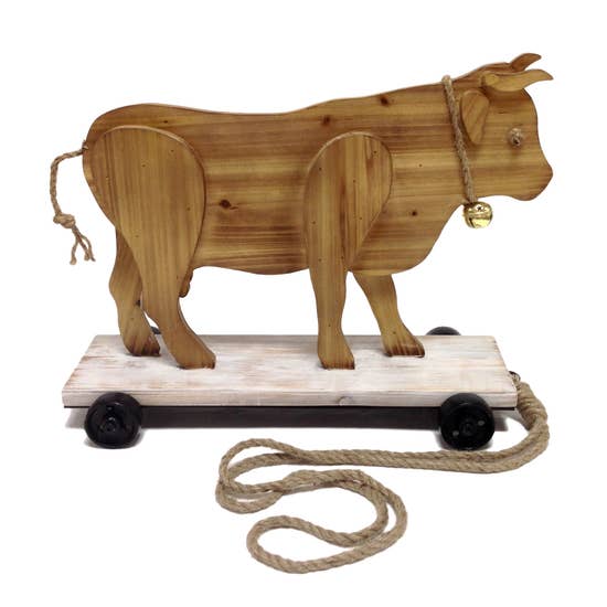 Old Fashioned Wooden Pig or Cow Pull Toy、mySite、g9winljtr