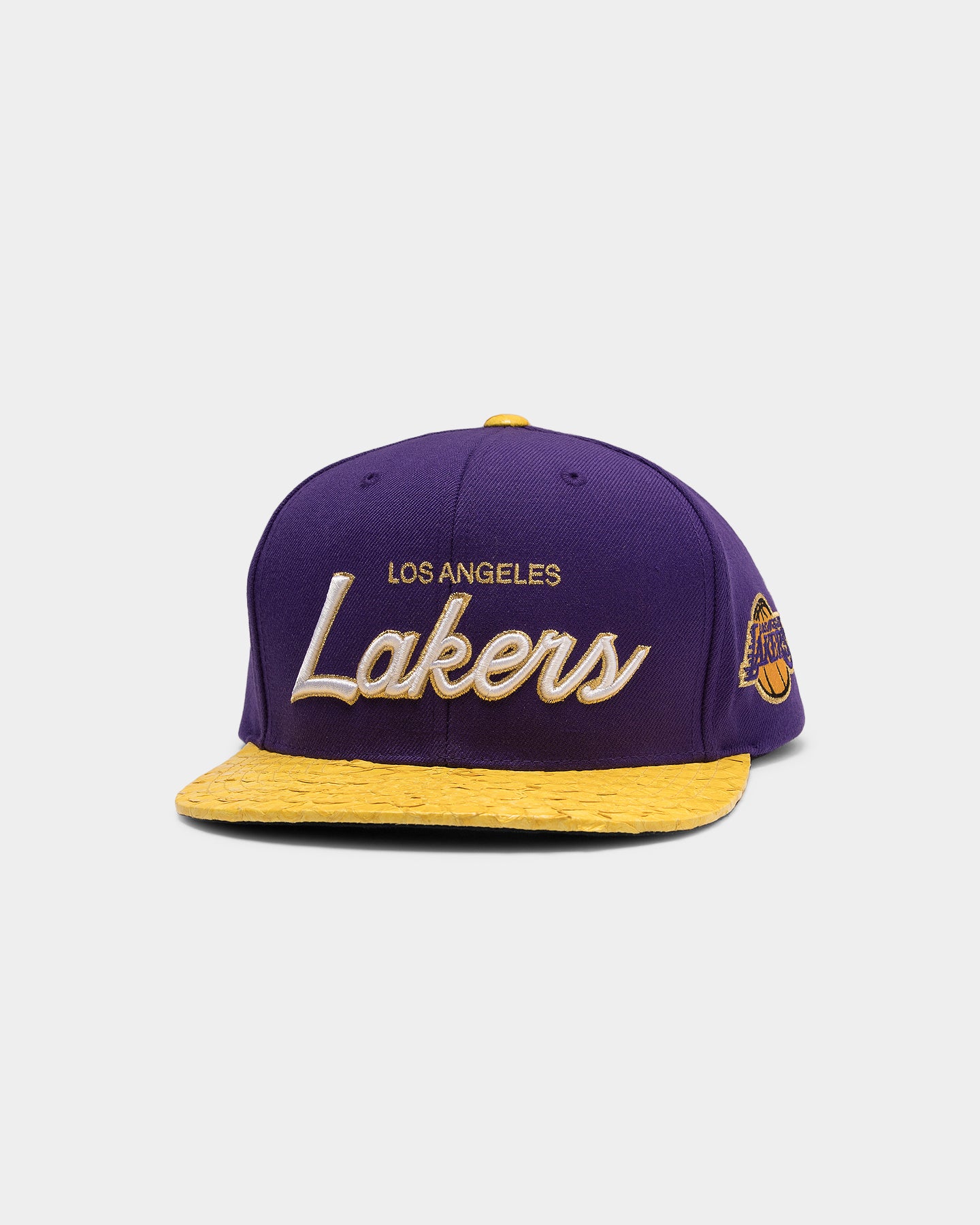 Mitchell & Ness Los Angeles Lakers Lux Carp Script Snapback Purple/ Yellow、mySite、zt4zffjzw