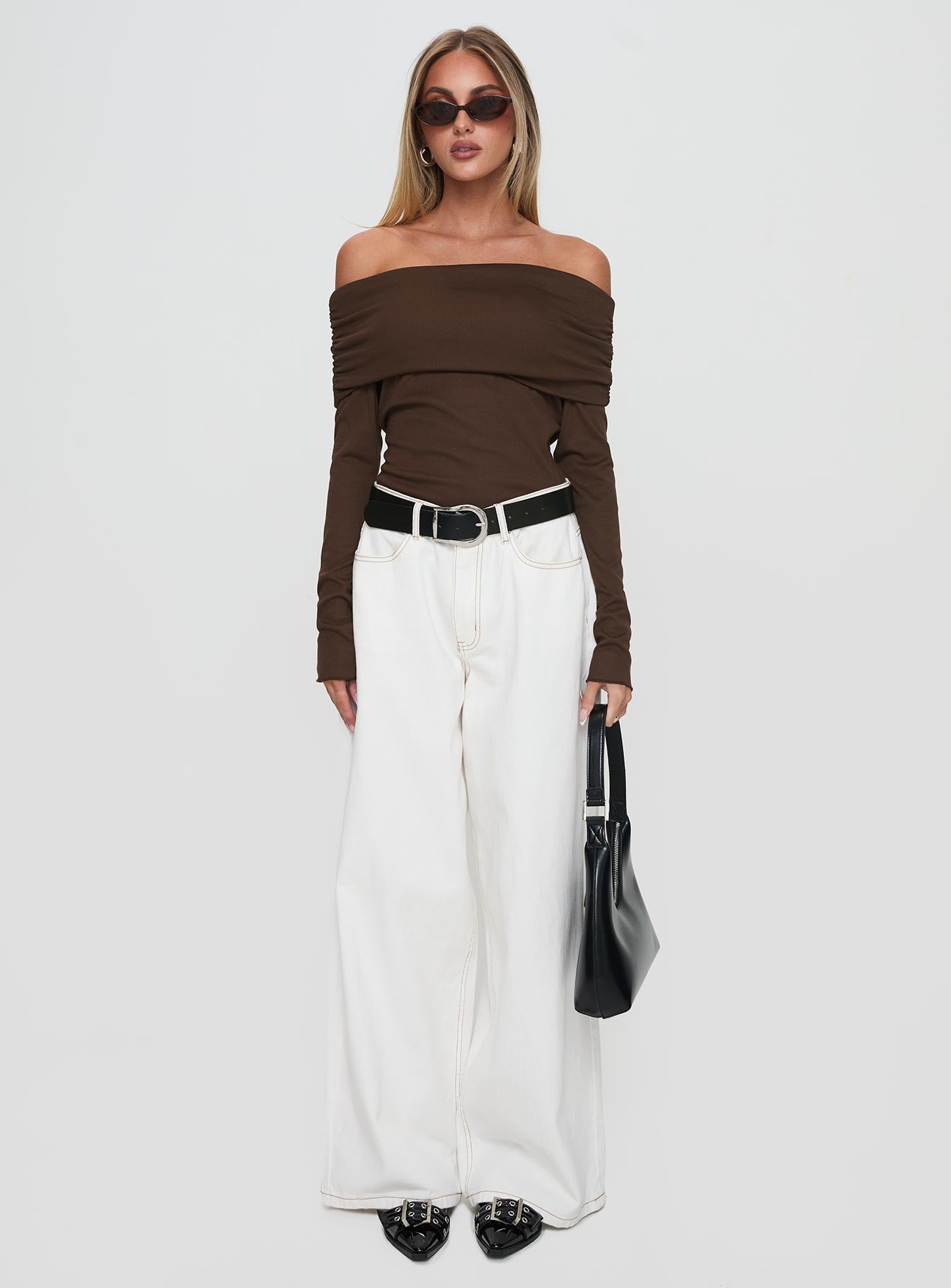 Spoilt Off The Shoulder Bodysuit Brown、mySite、solidvoid