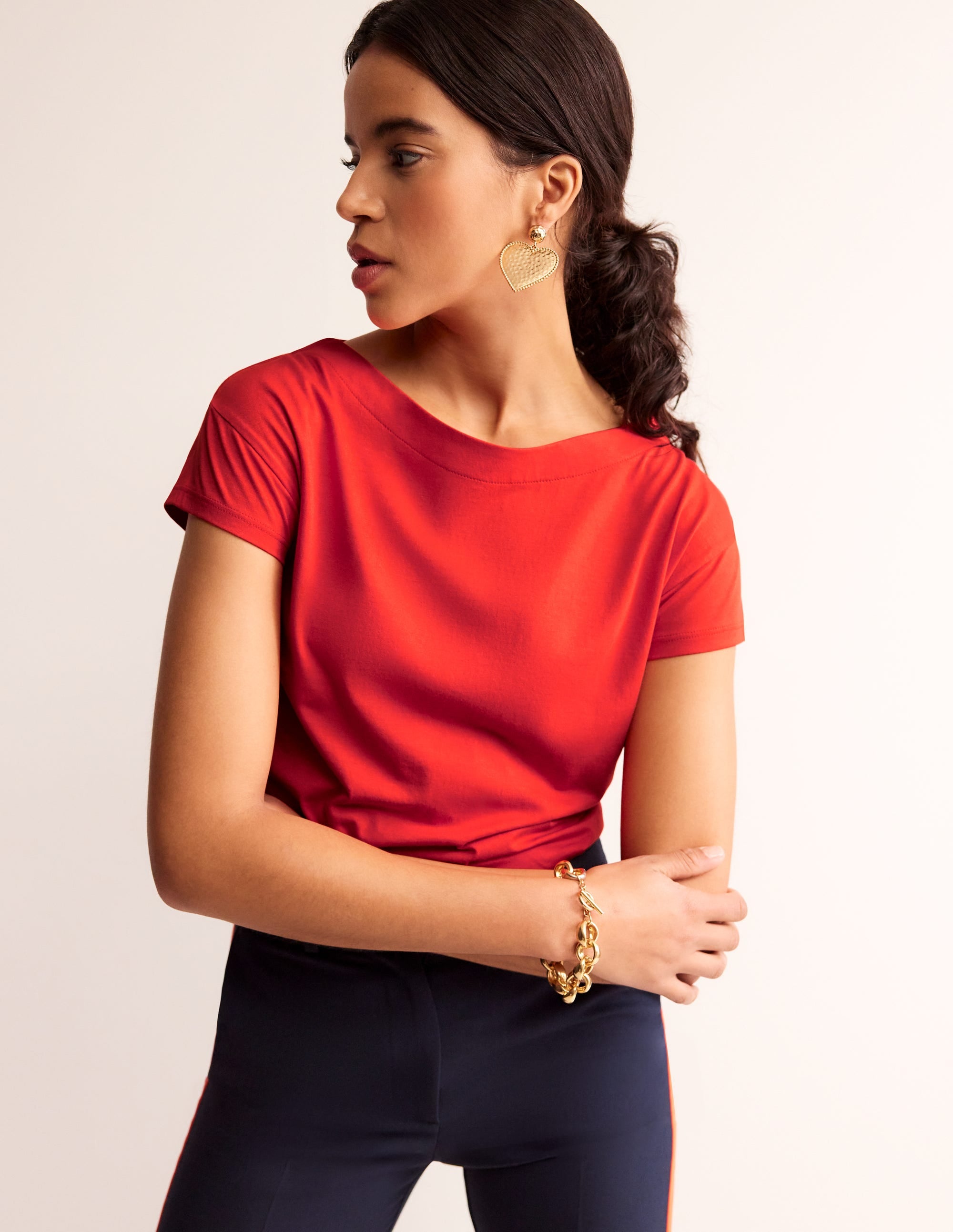  Supersoft Boat Neck T-Shirt-Poppy Red、mySite、ashleygrahame