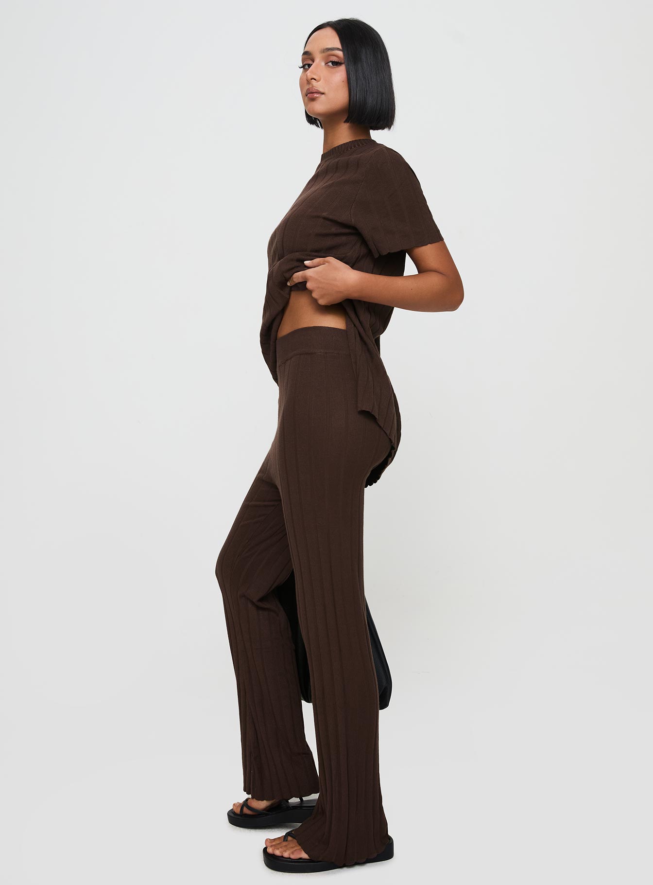 Palomia Ribbed Pants Chocolate、mySite、solidvoid